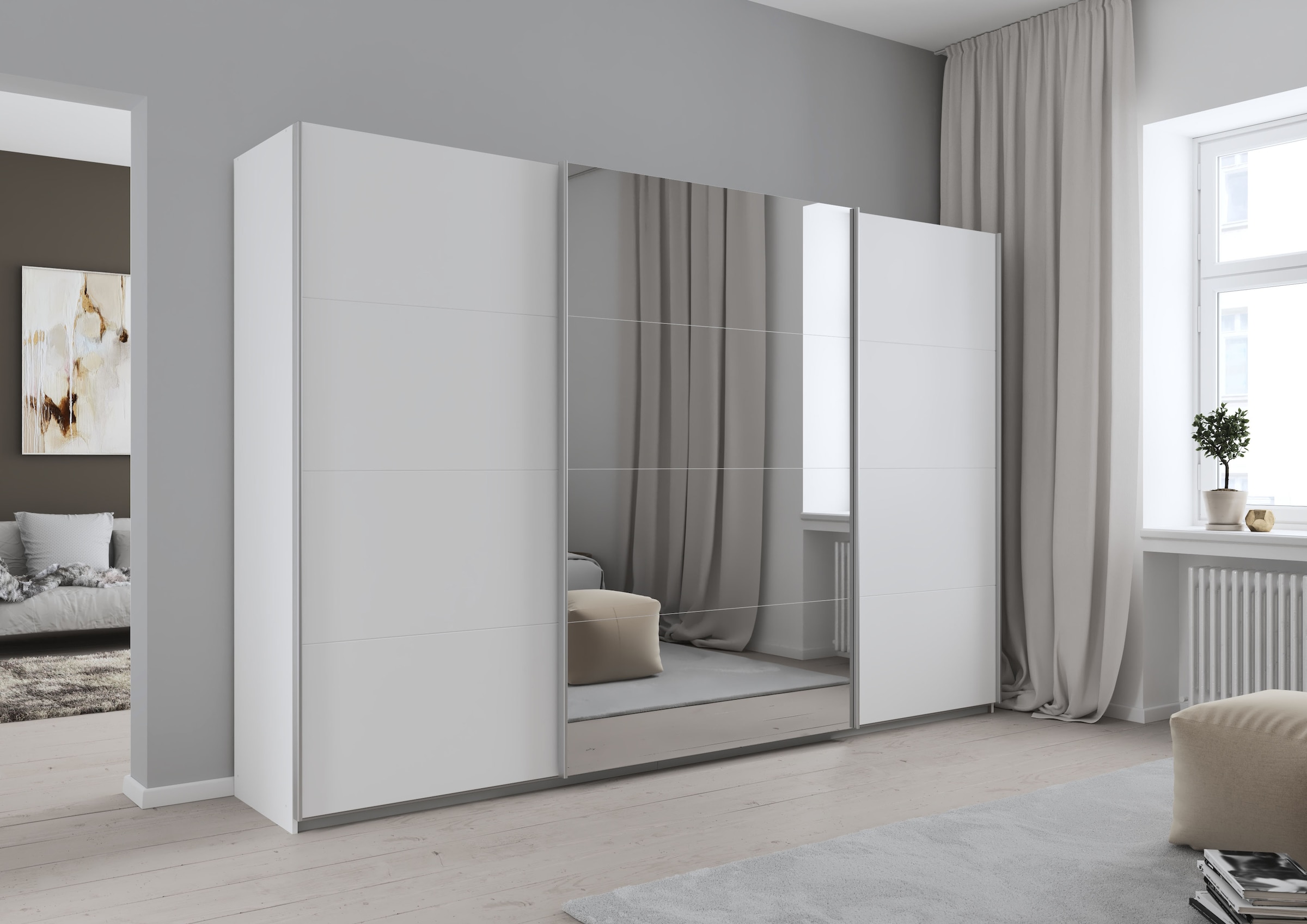 rauch Schwebetürenschrank »Kleiderschrank Schrank Garderobe CORTONA inkl. Inneneinteilung,«, 2 Stoffboxen und zusätzlichen Einlegeböden MADE IN GERMANY