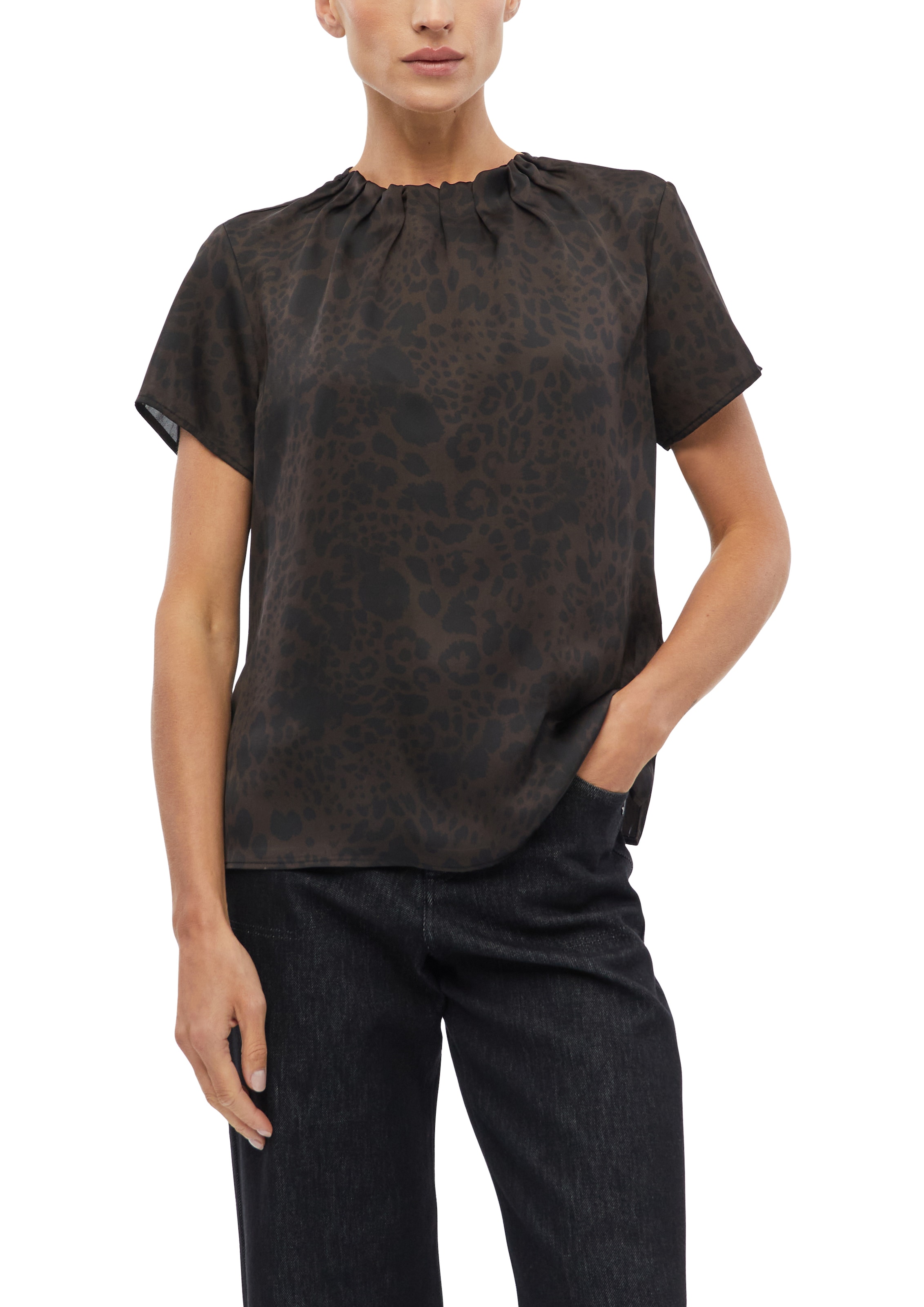 s.Oliver BLACK LABEL Kurzarmbluse Sommerbluse mit Animal-Print
