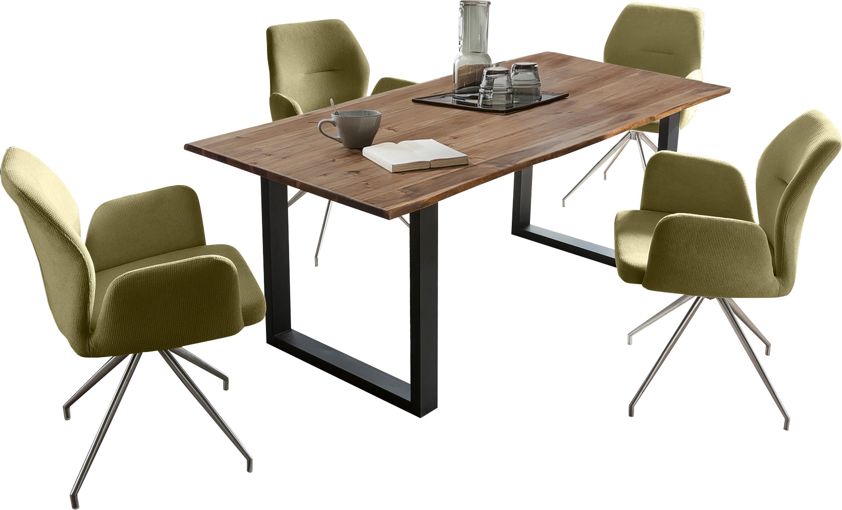SalesFever Essgruppe »Stilvolle Essgruppe«, (Set, 5 tlg.), 5-teiliges Set: Behandelte Tischplatte mit seidenmattem Finish