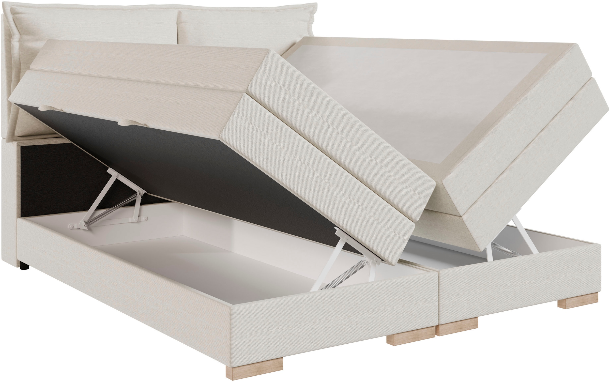 FORTE Boxspringbett »Pillows mit Bettkasten, erhältlich in den Breiten 140, 160 & 180cm« in verschiedenen Farben erhältlich