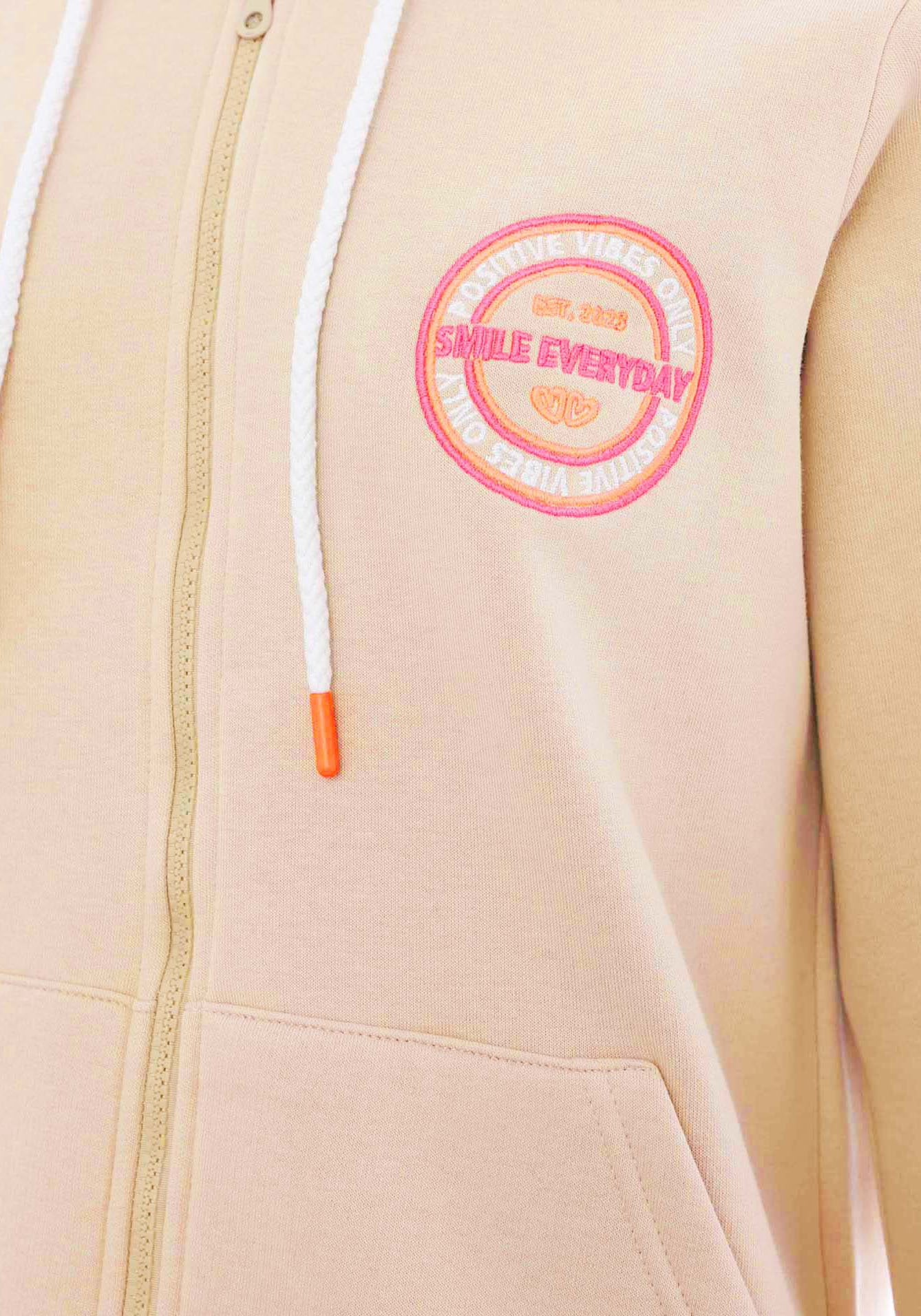 Zwillingsherz Sweatjacke, mit Kapuze, Backprint, Detailprint vorne