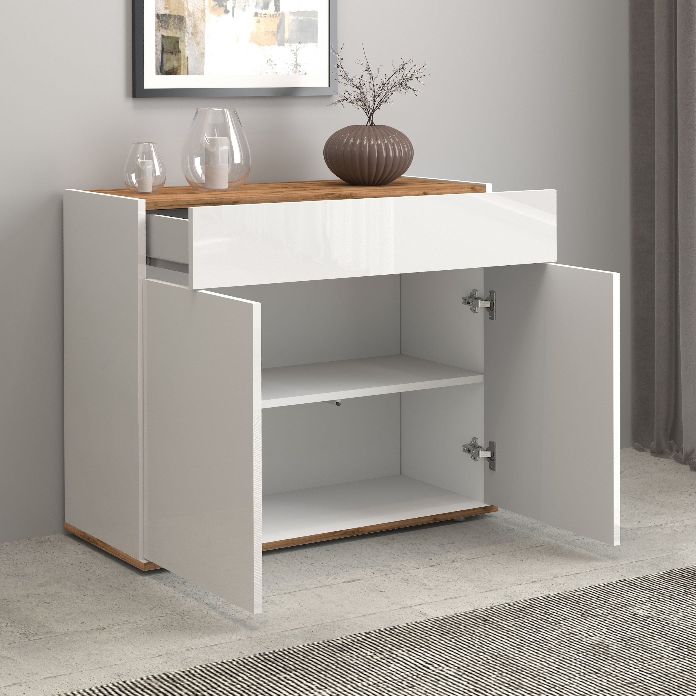 INOSIGN Sideboard »Garda, Kommode, Schrank, Kredenz«, 2 Türen, 1 Schublade,grifflos Breite 80,9 cm