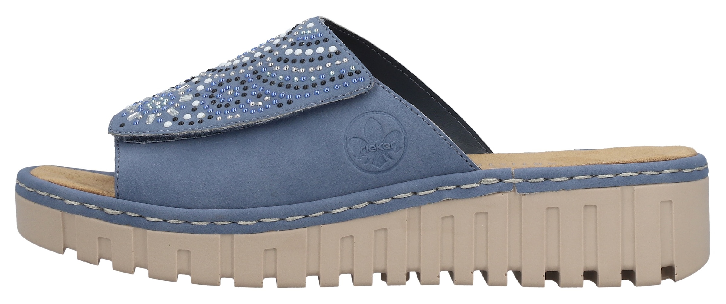 Rieker Pantolette  Sommerschuh, Strandschuh, Hausschuh mit regulierbarem Klettverschluss