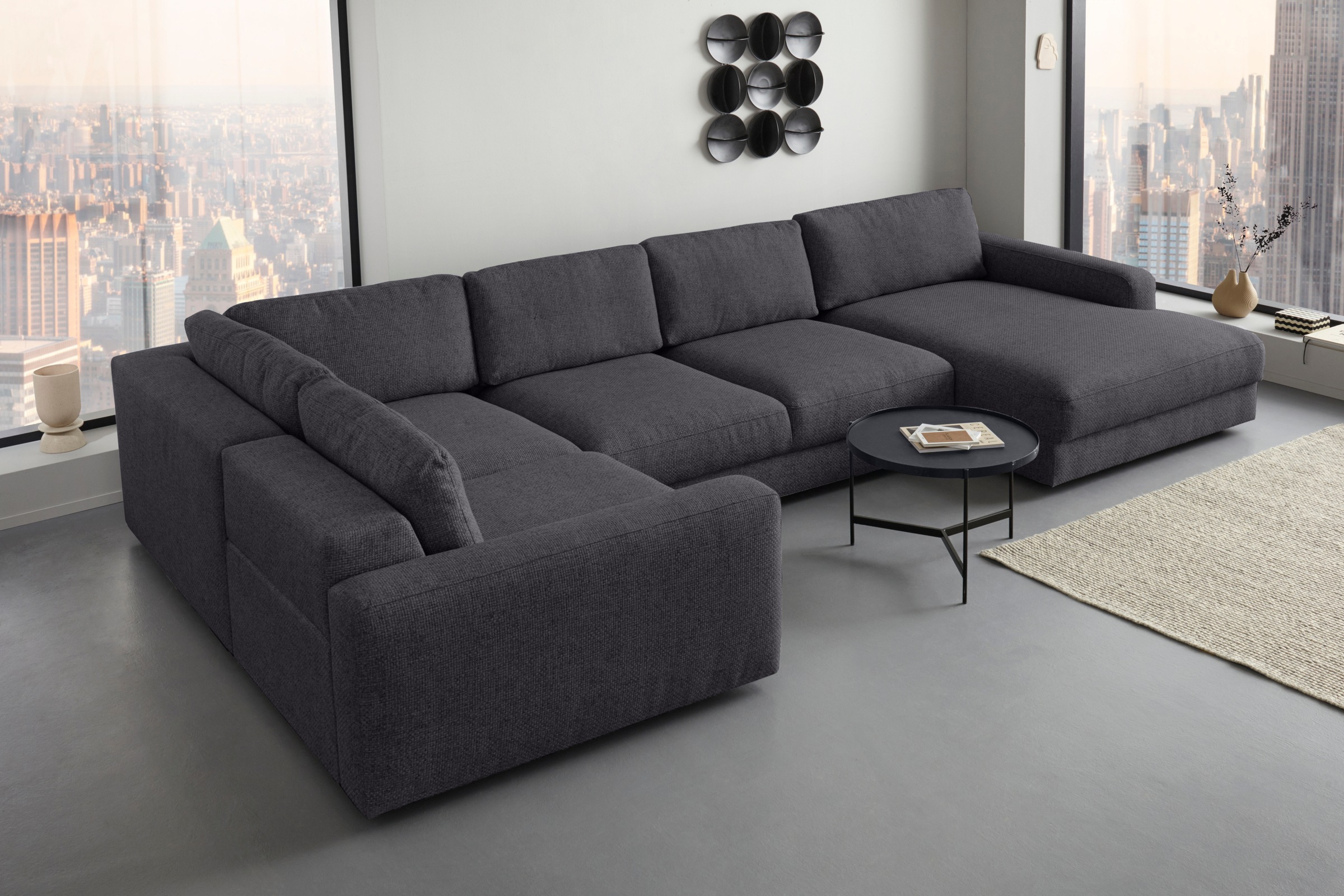Places of Style Wohnlandschaft »Bloomfield, U-Form«, mit extra tiefer Sitzfläche, wahlweise mit Sitztiefenverstellung