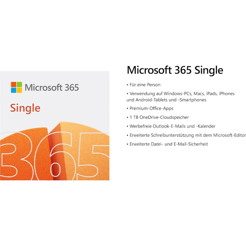 Microsoft Officeprogramm »original Microsoft 365 Single für 1 Person«, (1 St.)