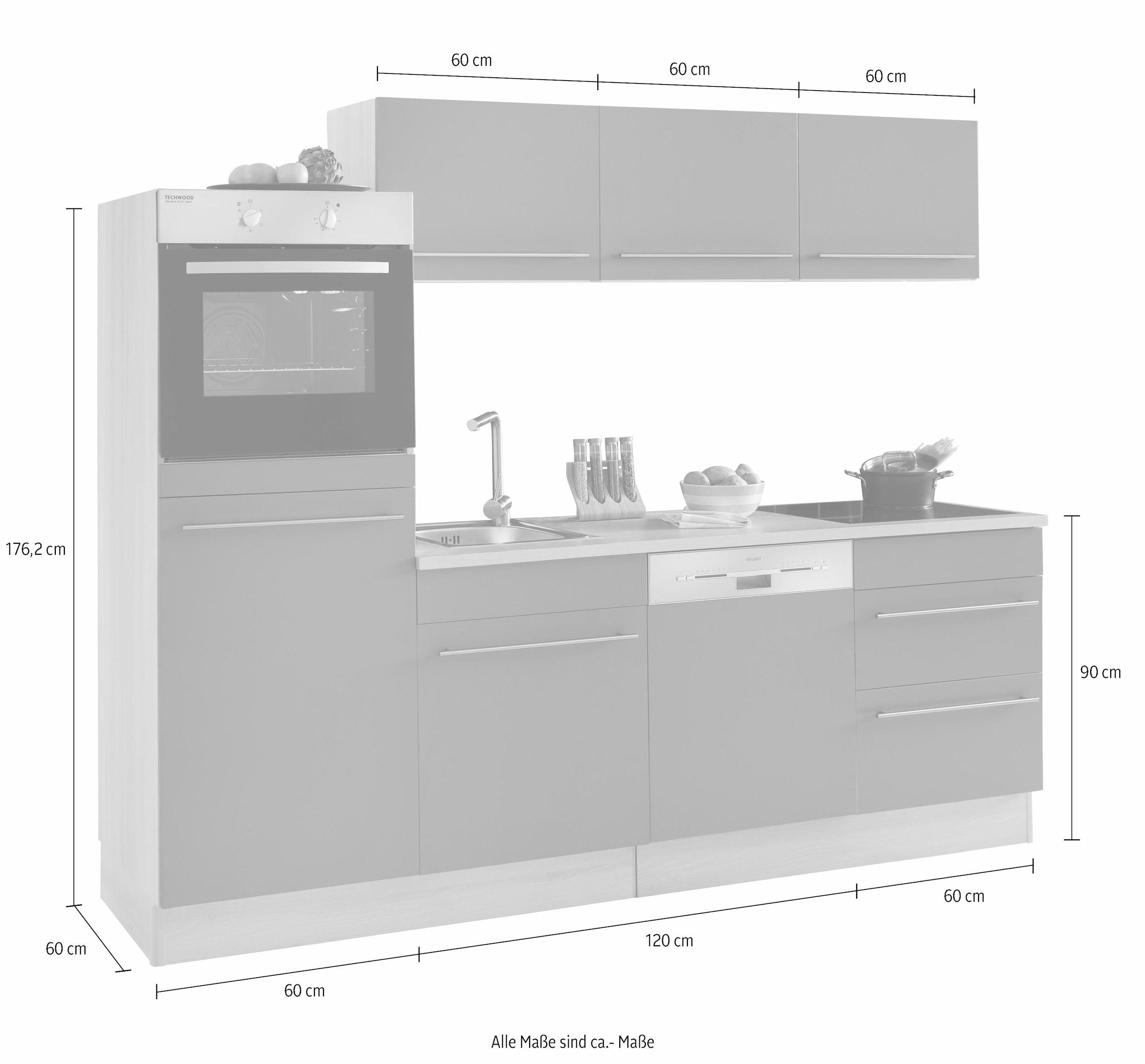 E-Geräte, wählbar Küche bei 240 online Breite kaufen Stärke der OTTO »Bern«, ohne Arbeitsplatte OPTIFIT cm,