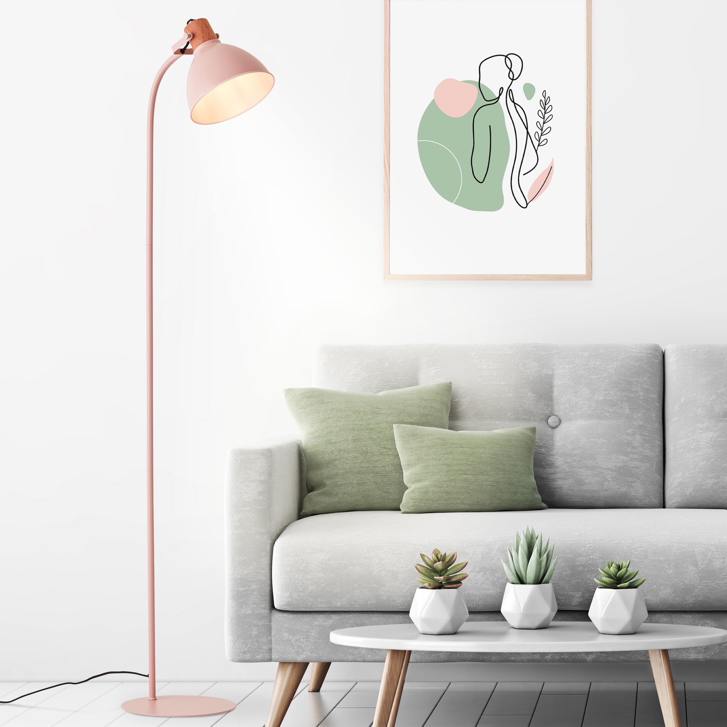 Brilliant Stehlampe »Erena«, 1 flammig, Leuchtmittel E27 | ohne Leuchtmittel, Höhe 150 cm, E27, Metall/Holz