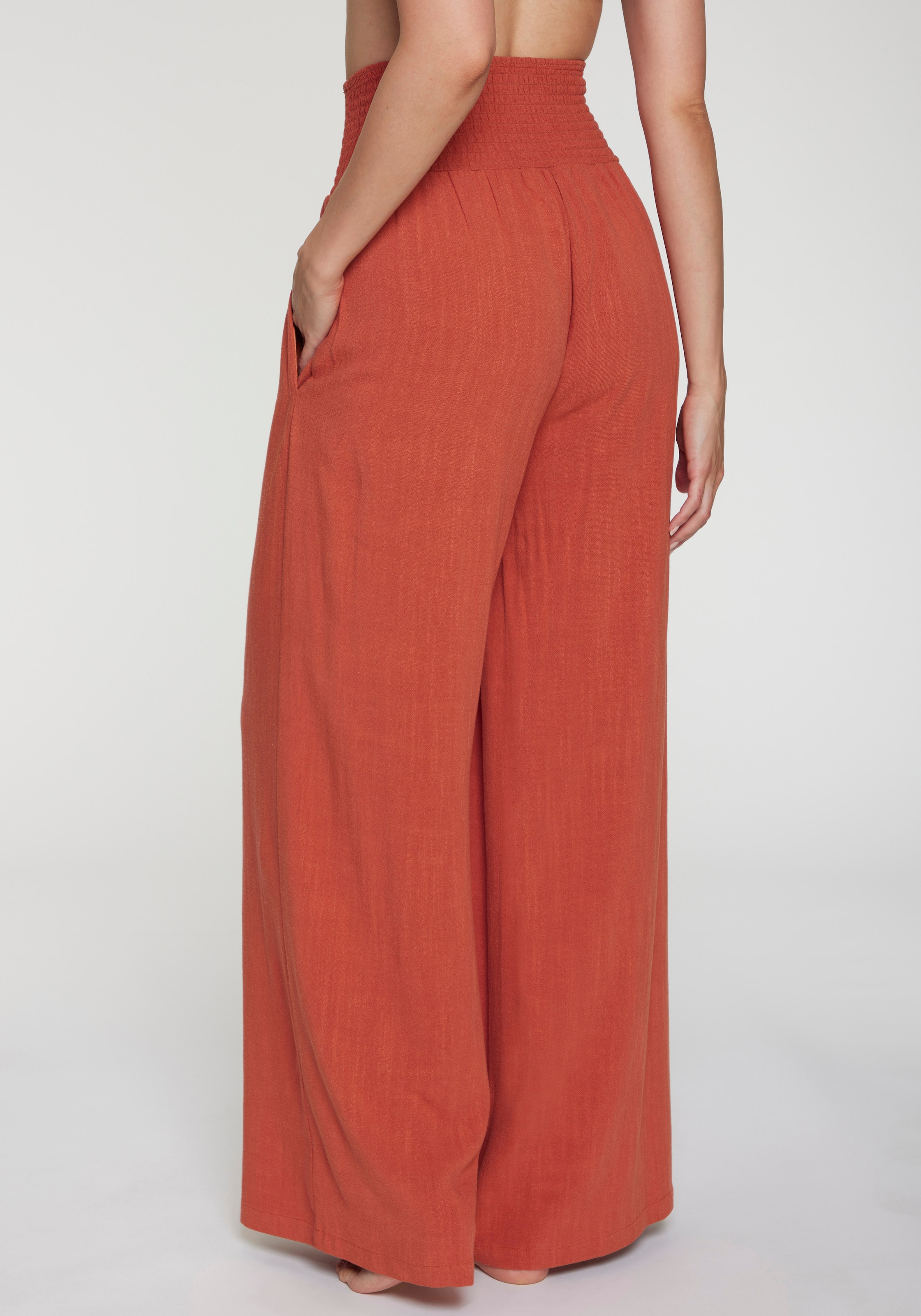 French Connection Leinenhose  mit gerafftem Bund, weite Palazzohose für den Sommer