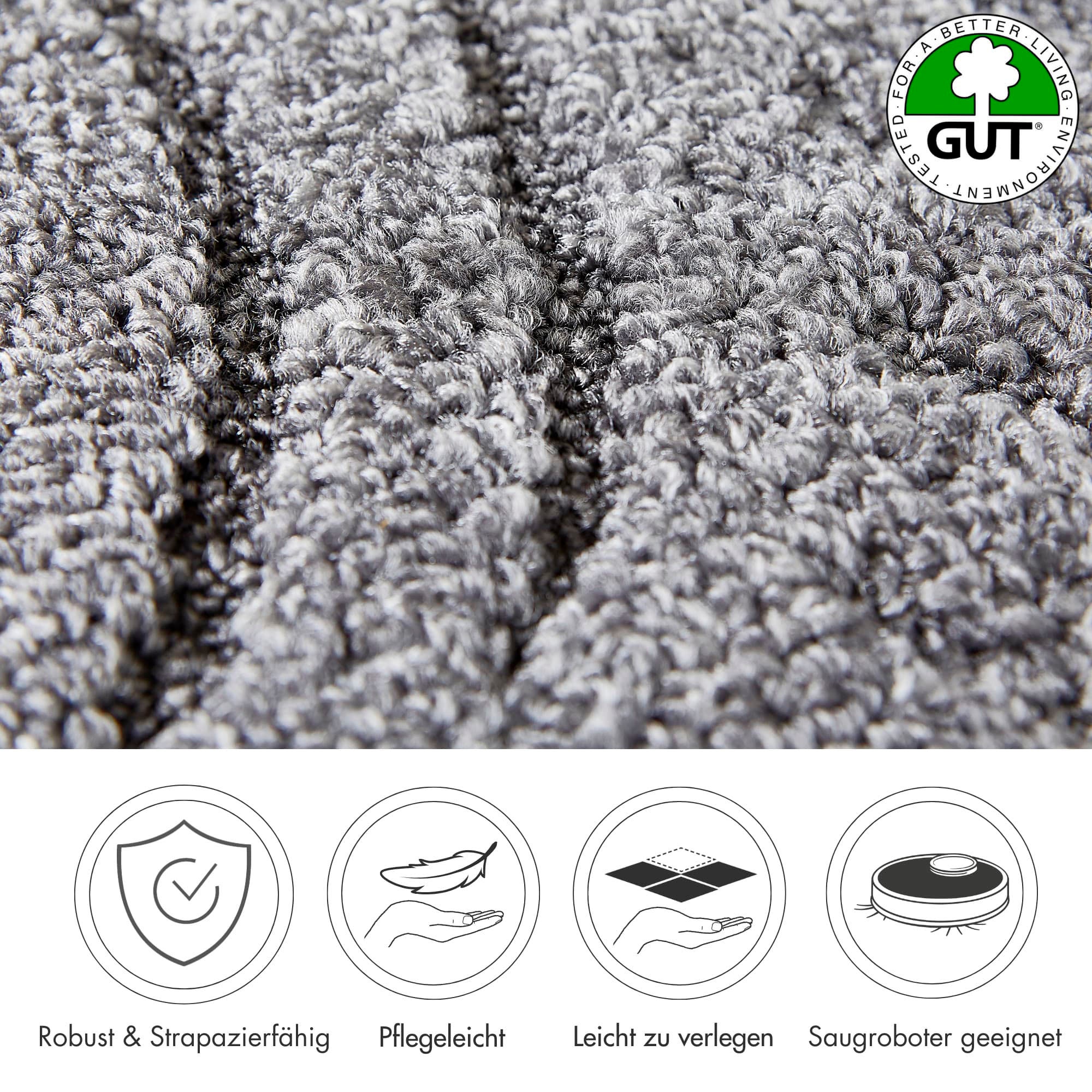 Andiamo Teppichboden »Amberg, Strukturschlinge, Made in Belgium«, rechteckig, 9 mm Höhe, Breite 200, 300, 400 oder 500 cm, Hoch-Tief Effekt, strapazierfähig