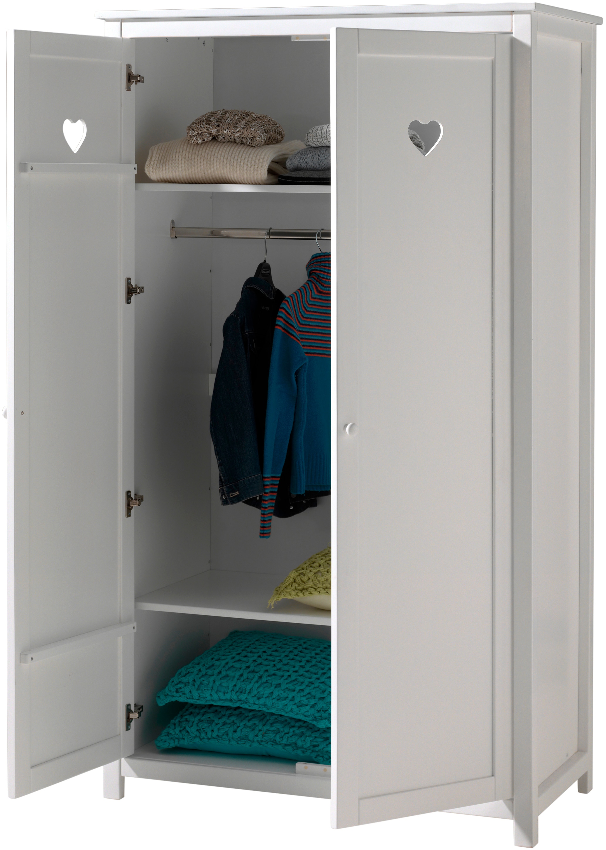 Vipack Babyzimmer-Komplettset »Amori 4-tlg. mit Herz-Ornamenten, MDF/Massiv weiß lackiert«, (4 tlg.)