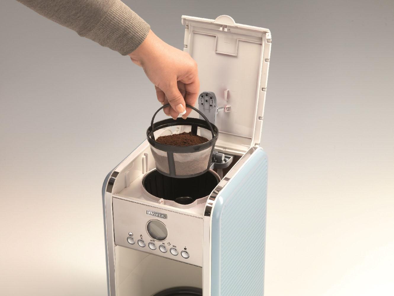 Ariete Filterkaffeemaschine »Vintage 1342, blau«, bestellen Startzeit OTTO 1,5 bei Kaffeekanne, jetzt l programmierbar Permanentfilter, Kaffeezubereitung