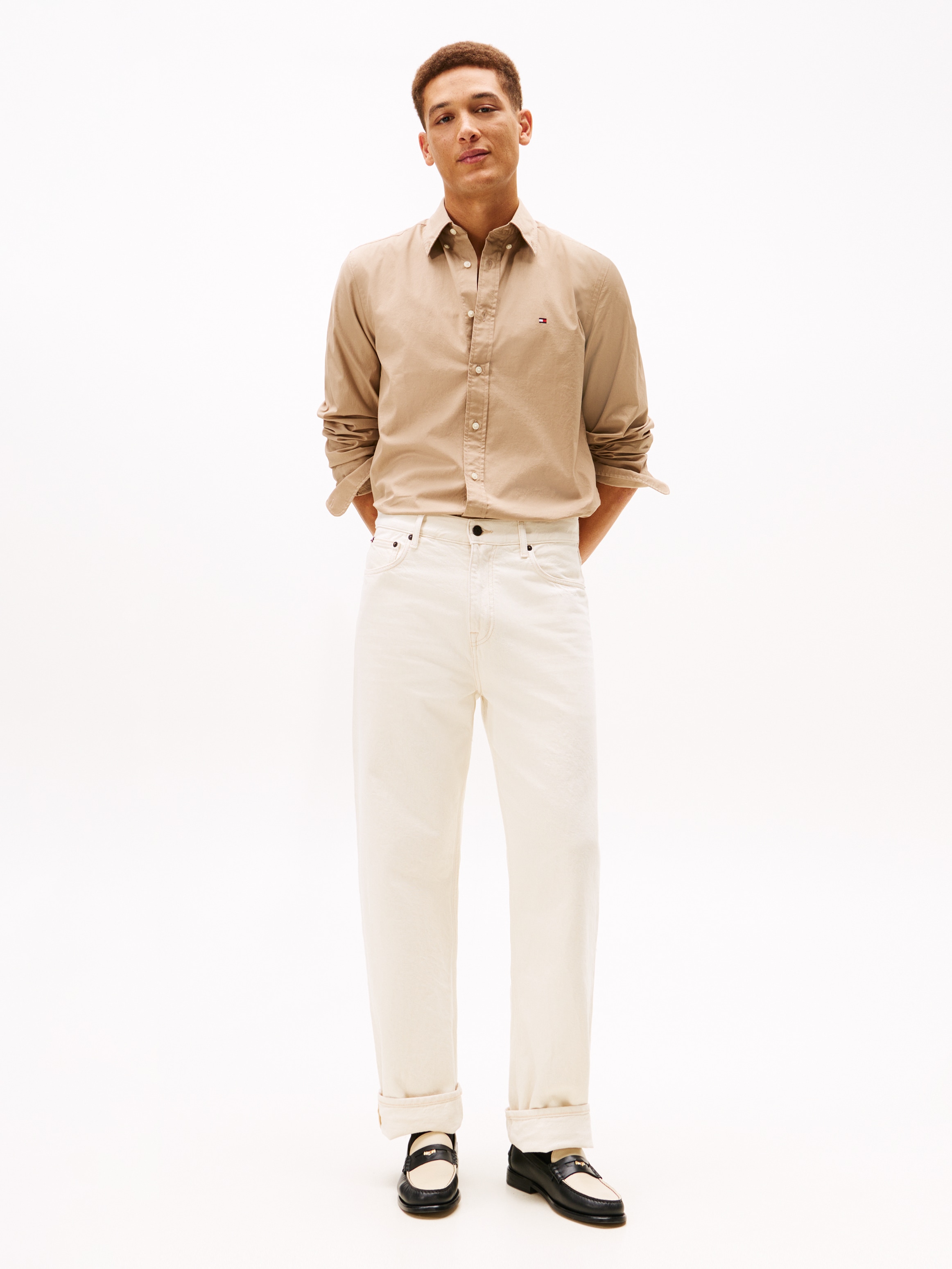 Tommy Hilfiger Businesshemd »FLEX POPLIN SOLID« unifarben, klassisch, regular fit, Baumwolle, Button-down-Kragen