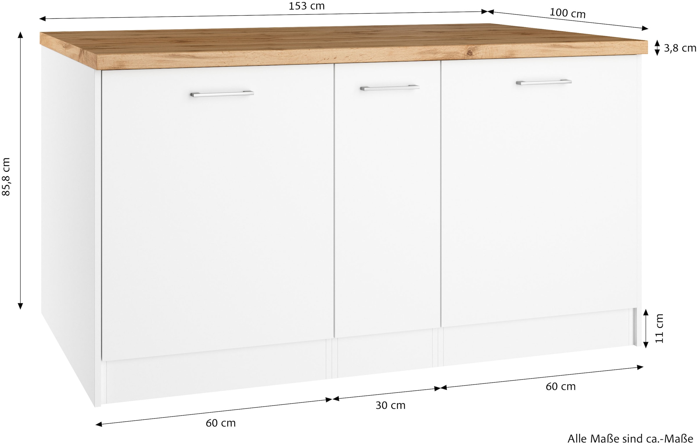 KOCHSTATION Kücheninsel »KS-Milan« Stellmaß 153/100 cm, viel Stauraum, Lebensmittelpunkt: Küche