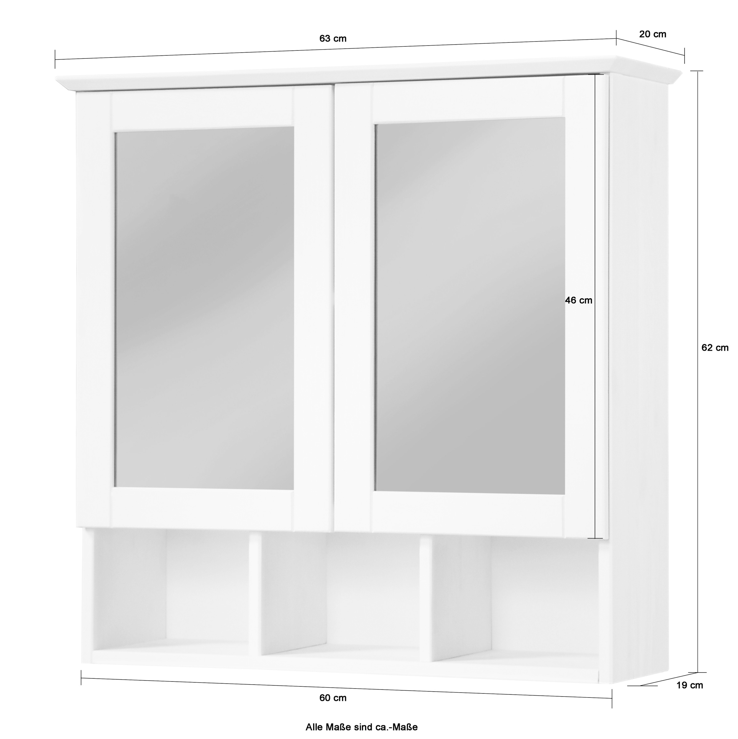 welltime Spiegelschrank »Landhaus Sylt«, Breite 62,5 cm, aus Massivholz