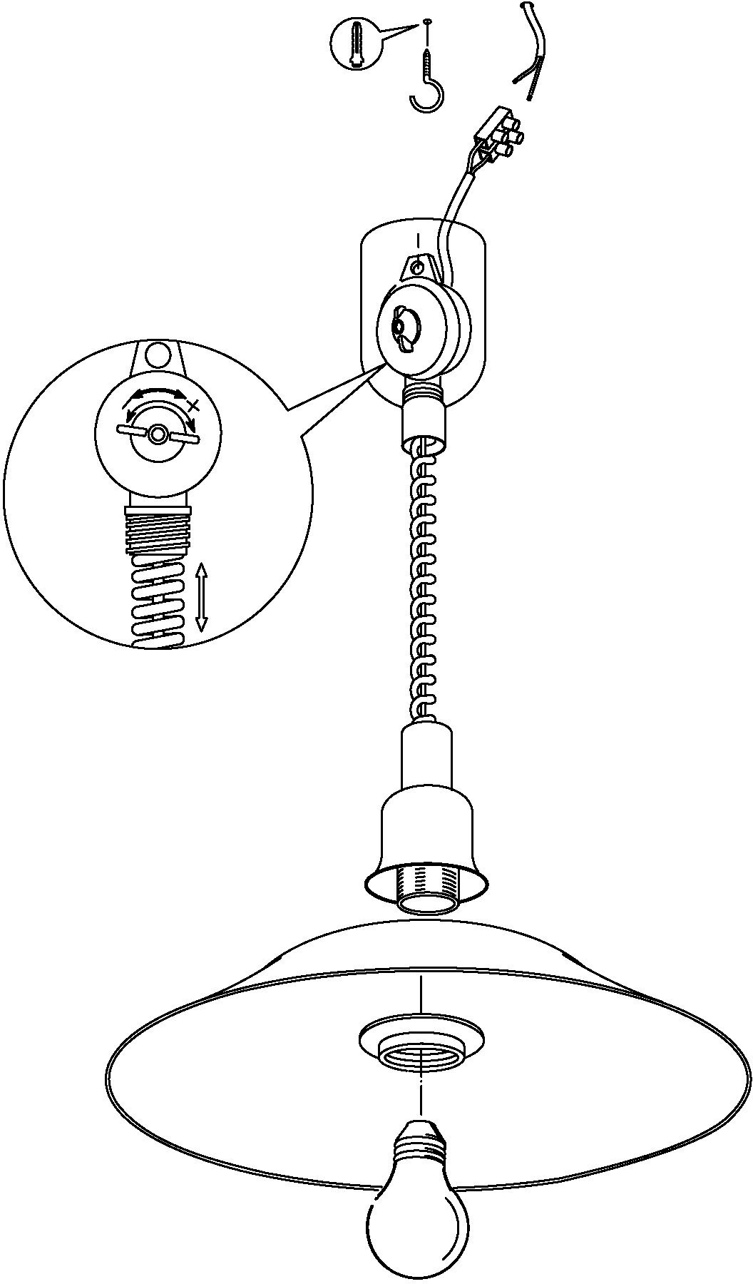 EGLO Pendelleuchte »ALESSANDRA«, 1 flammig, Leuchtmittel E27 | ohne Leuchtmittel, Hängelampe, Spiralkabel, höhenverstellbar, Küchenlampe, E27, Ø 38 cm
