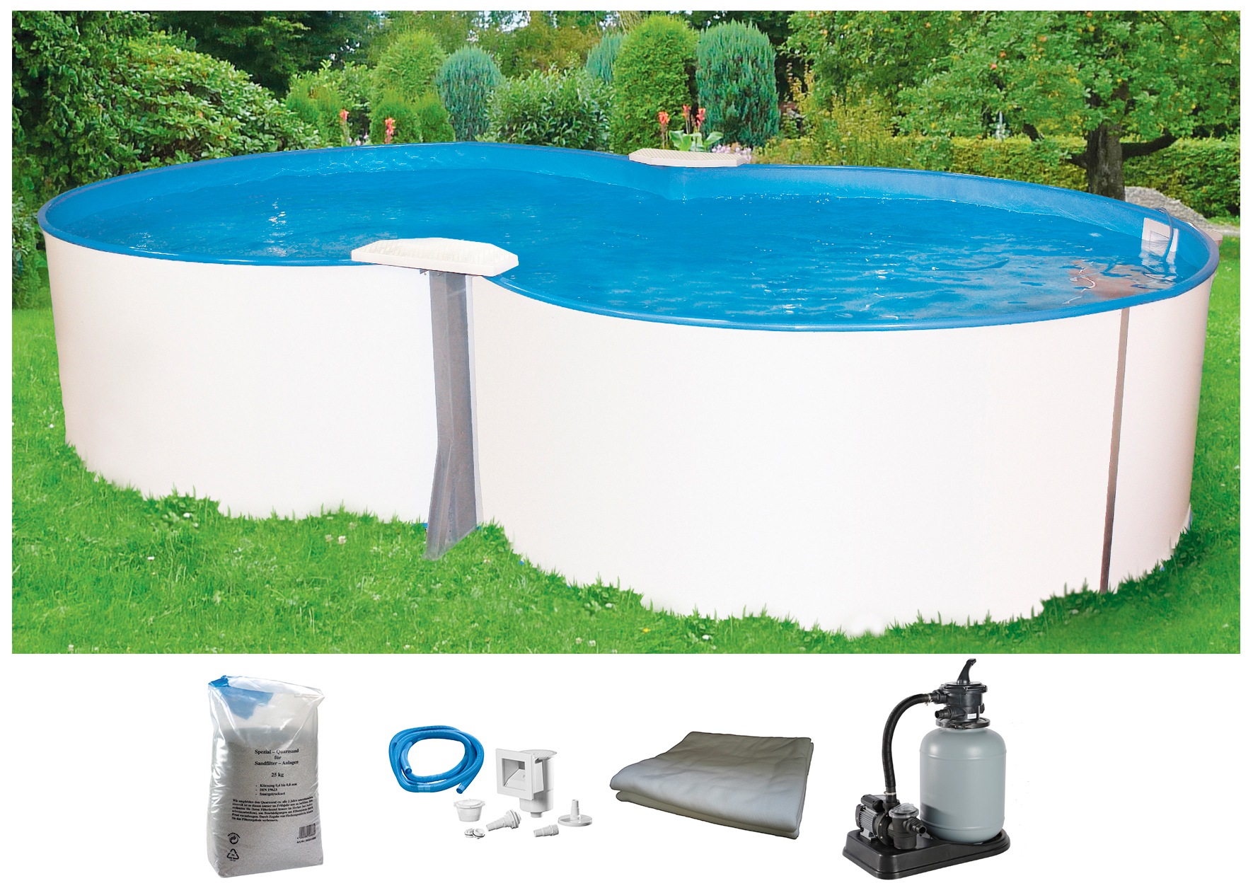 MyPool Achtformpool »Premium«, (Set), 5-tlg., BxLxH: 460x725x135 cm