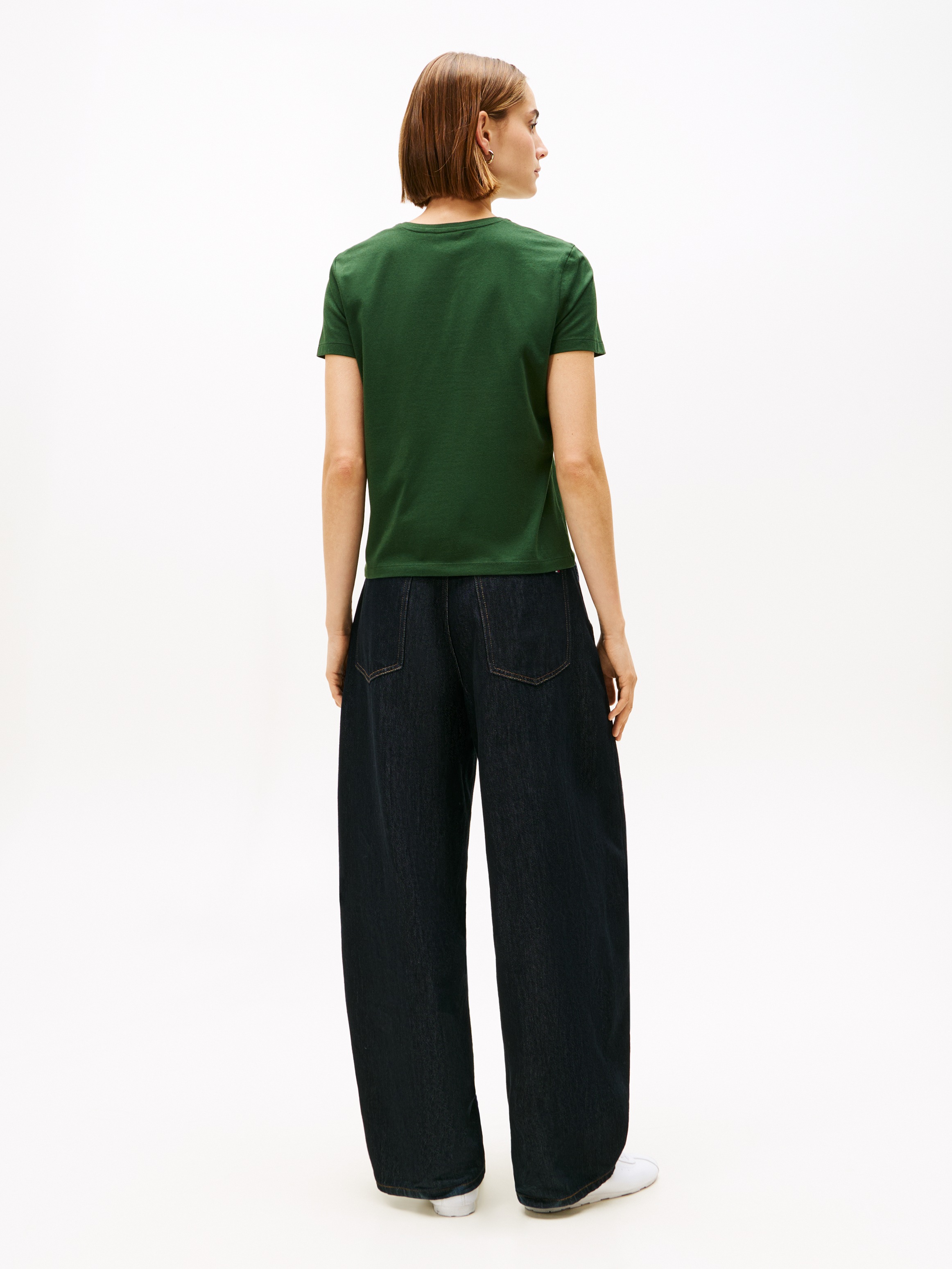 Tommy Hilfiger Kurzarmshirt »TH SCRIPT REG C-NK SS TEE« Stretch, Baumwollmischung, regular fit