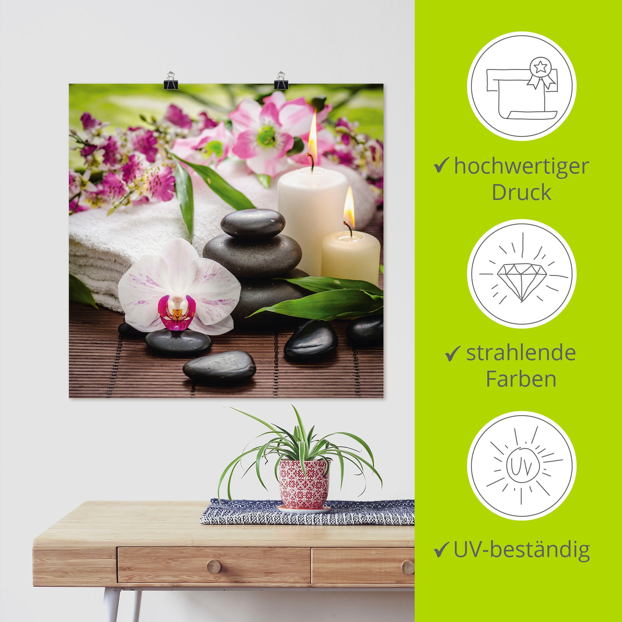 Artland Wandbild »Spa Orchideen Bambus Kerze« Zen Bilder 1 Stk. tlg. als Alubild, Outdoorbild, Leinwandbild, Poster, Wandaufkleber