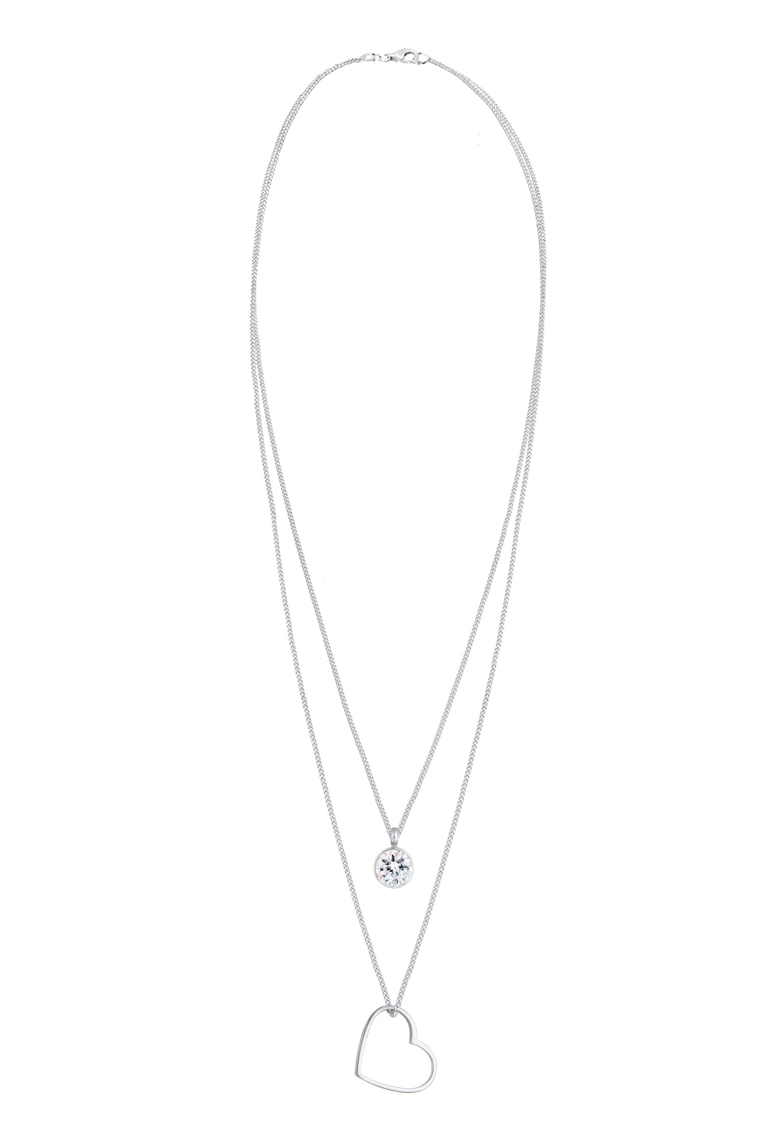 Elli Silberkette »Halskette Layer Herz Love 925 Silber, mit Kristallen von Swarovski®«