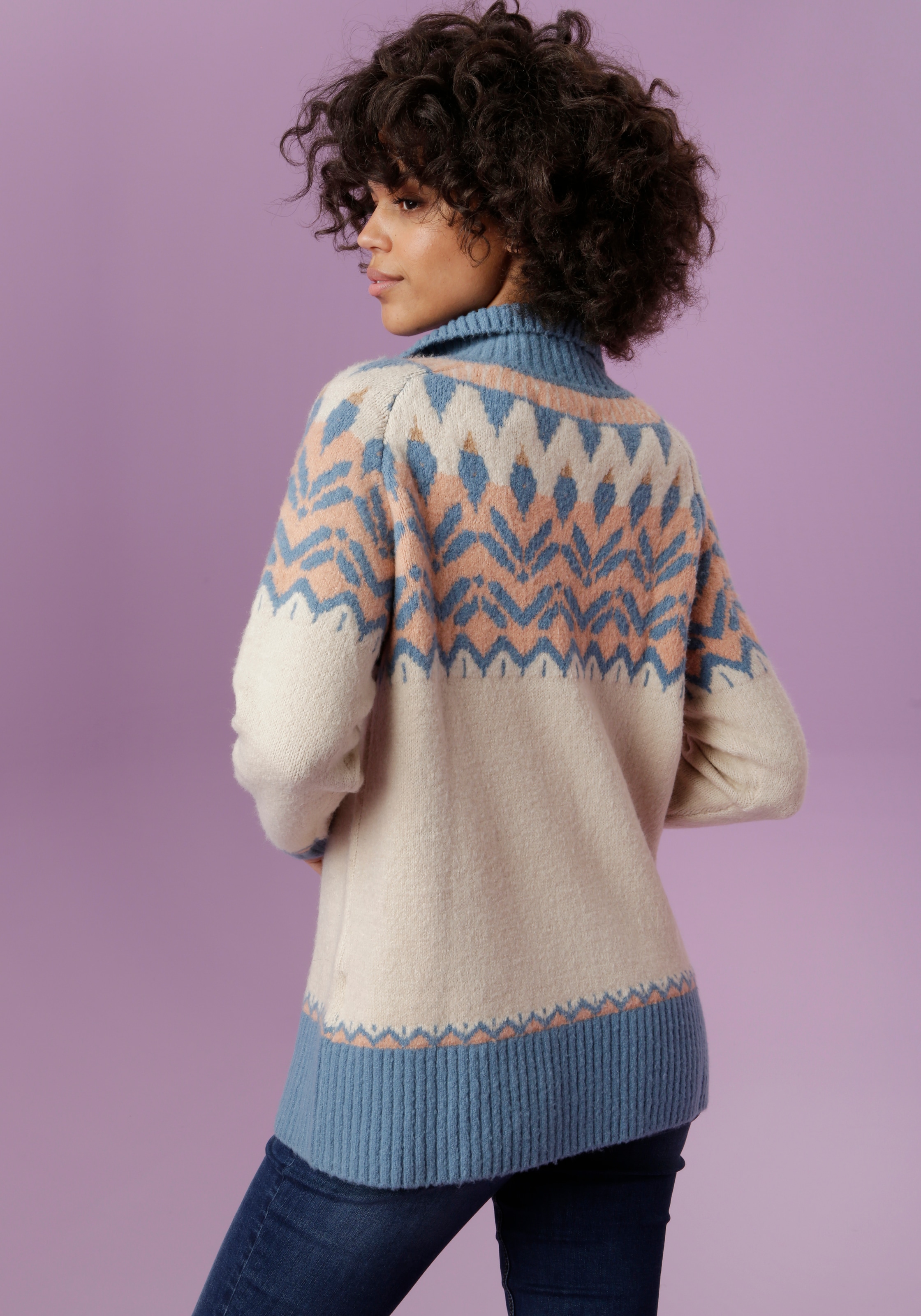 Aniston CASUAL Strickpullover, mit Kragen und Reißverschluss