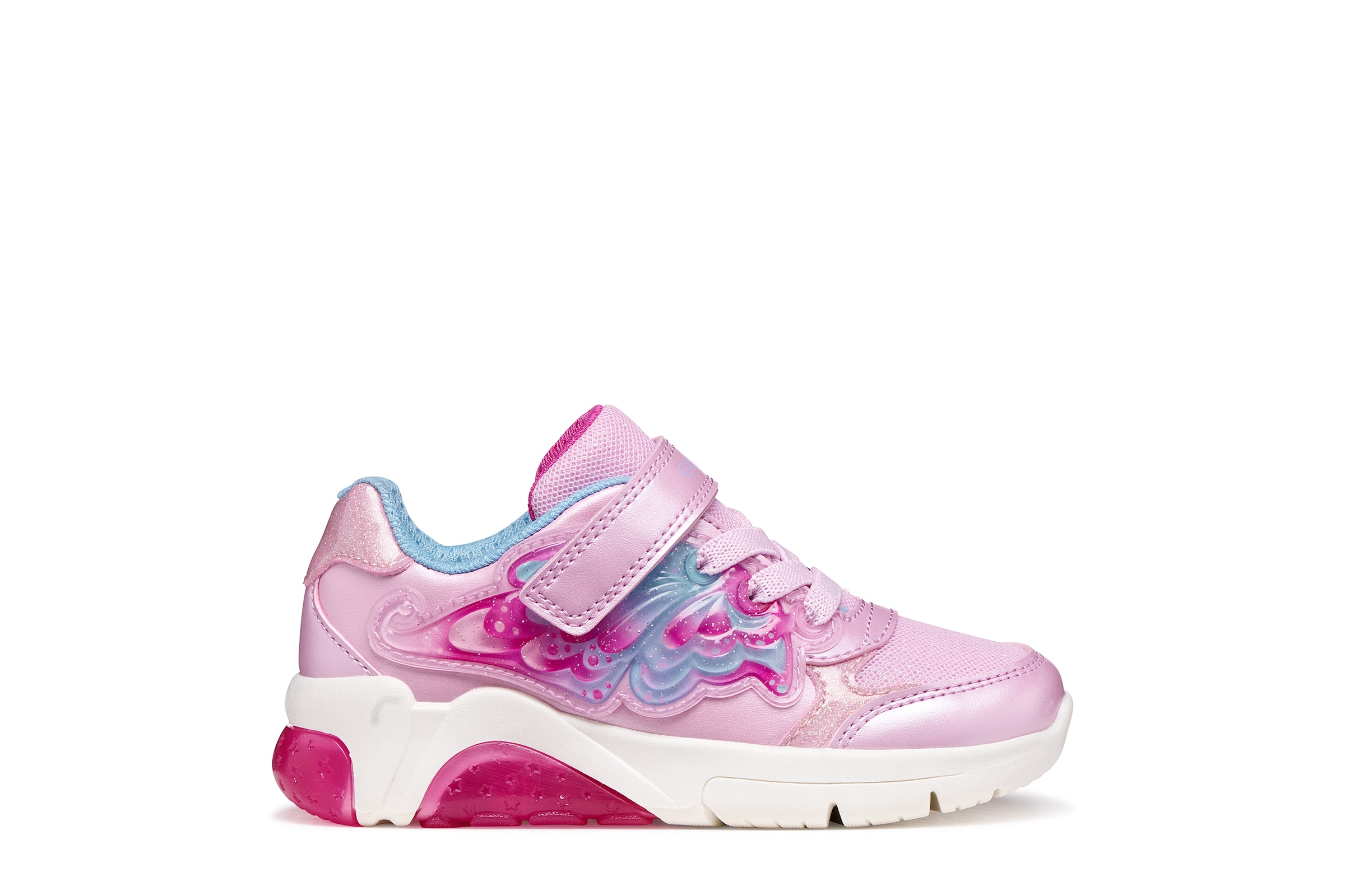 Geox Sneaker »J FADINLIGHT GIRL«  Klettschuh mit toller Blinkfunktion, Größenschablone zum Download