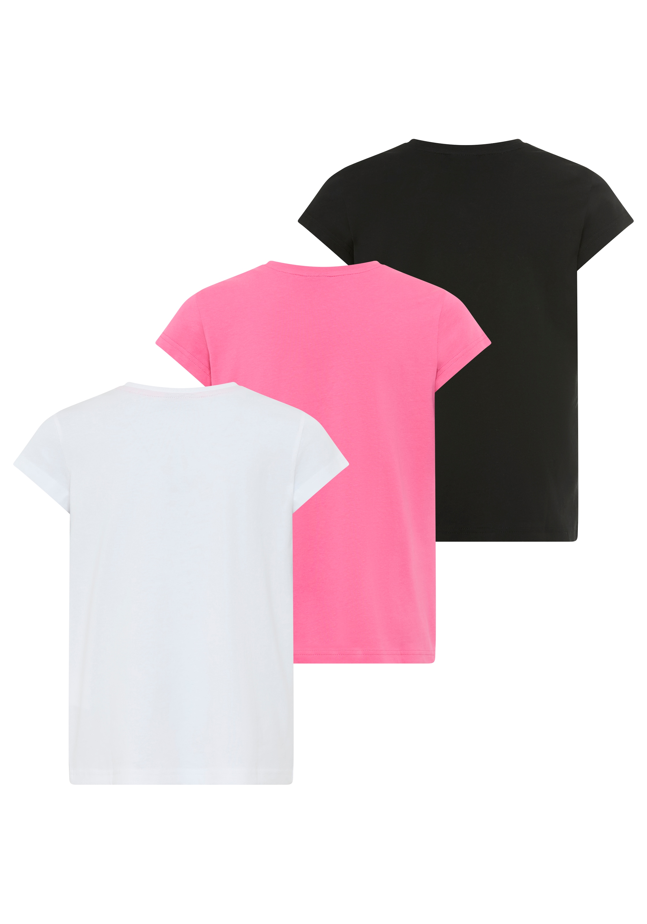H.I.S T-Shirt »3er Pack H.I.S Shirts mit Stickerei für Mädchen« Packung, 3, 3 tlg. für Mädchen, Kurzarm, Basic Passform, aus Baumwolle