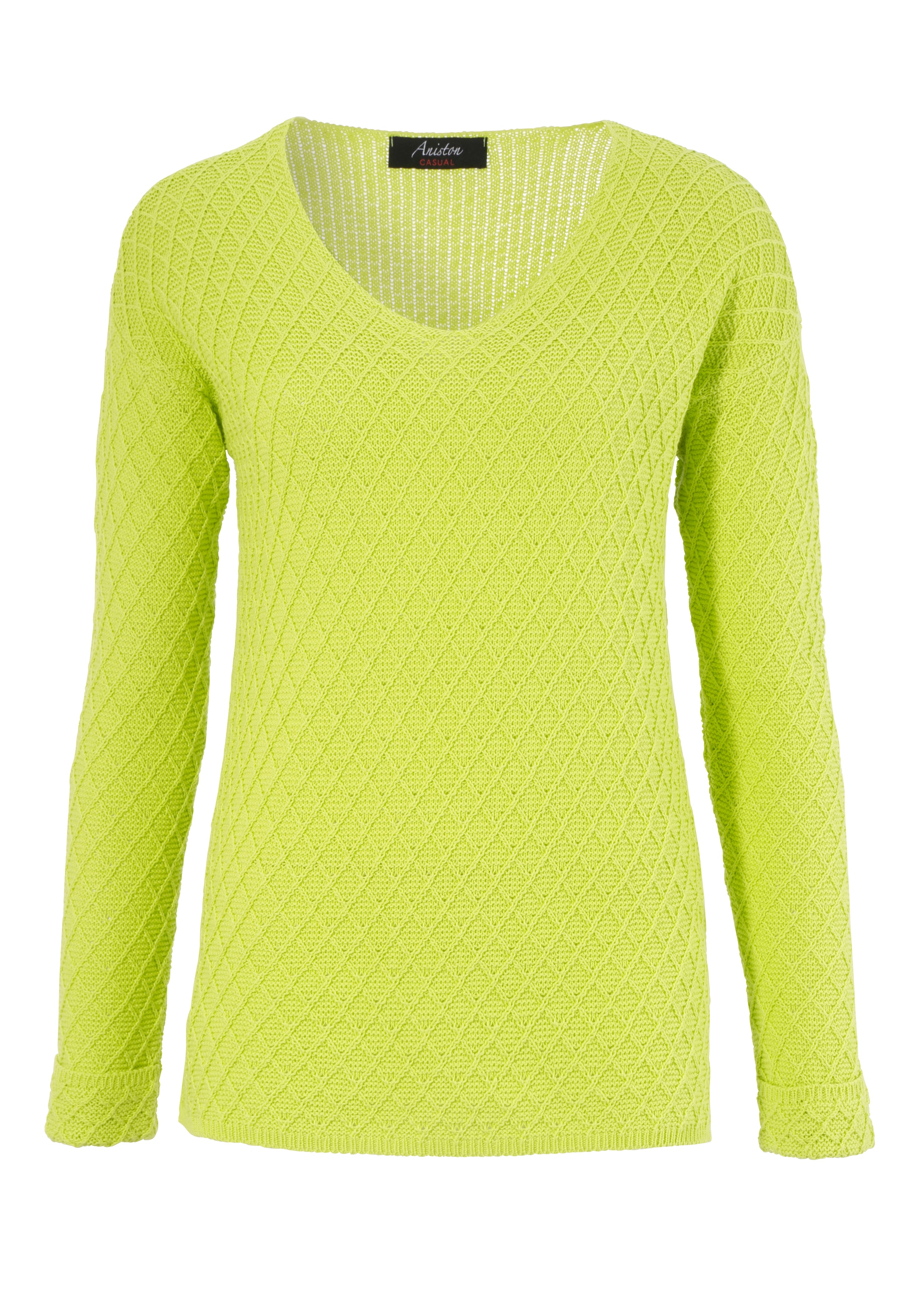 Aniston CASUAL V-Ausschnitt-Pullover, im trendigen Mustermix