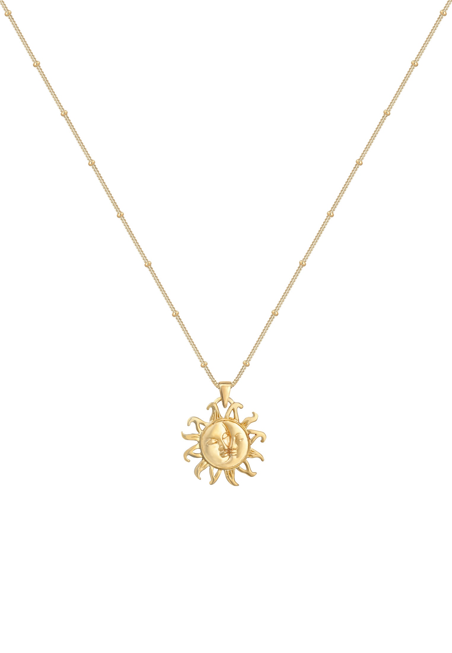 Elli Kette mit Anhänger »Halskette Sonne Mond mit Kugelkette 925er Silber«
