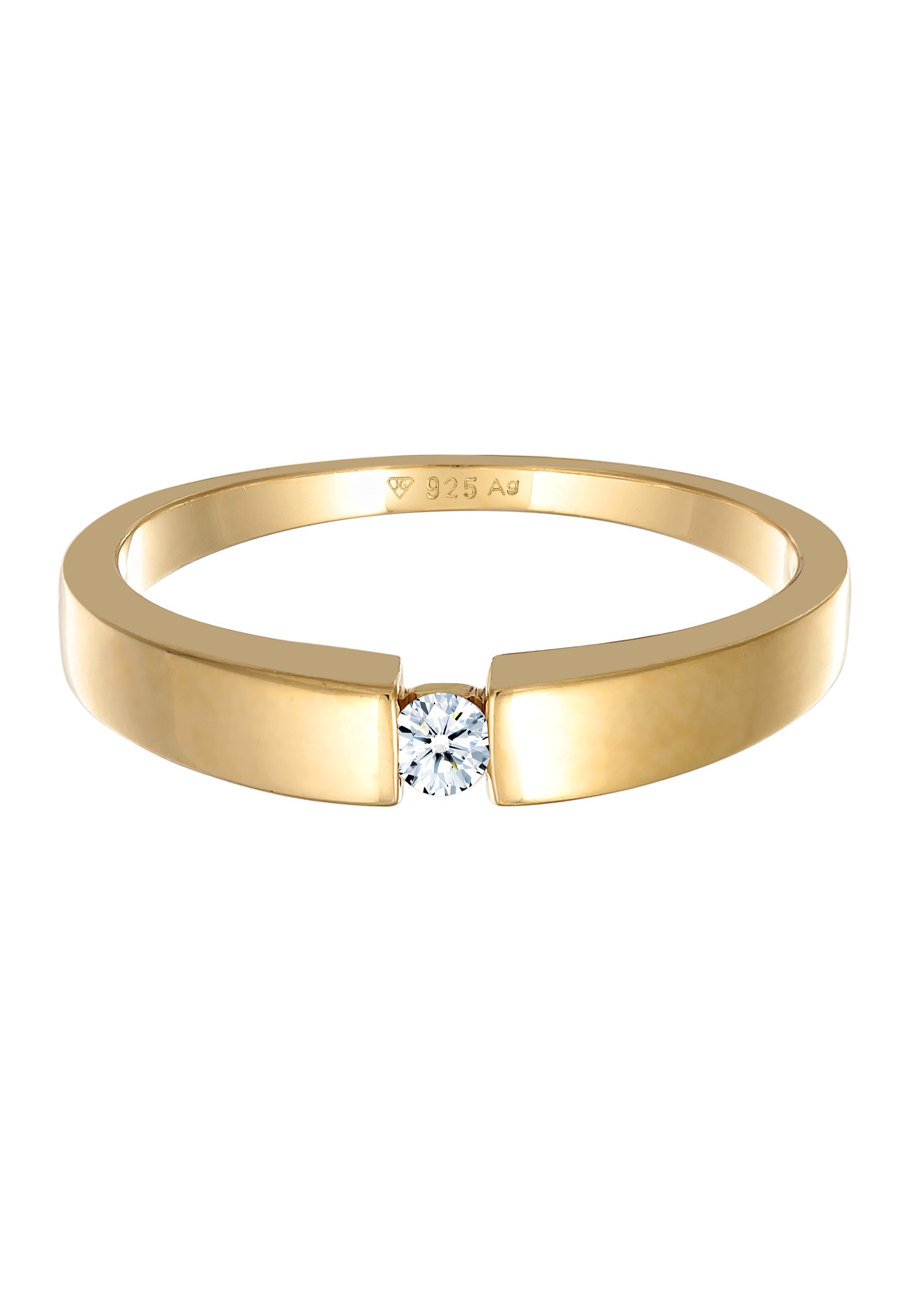 Elli DIAMONDS Verlobungsring »Ring Klassisch Bandring Diamant 0.06 ct. 925 Silber«