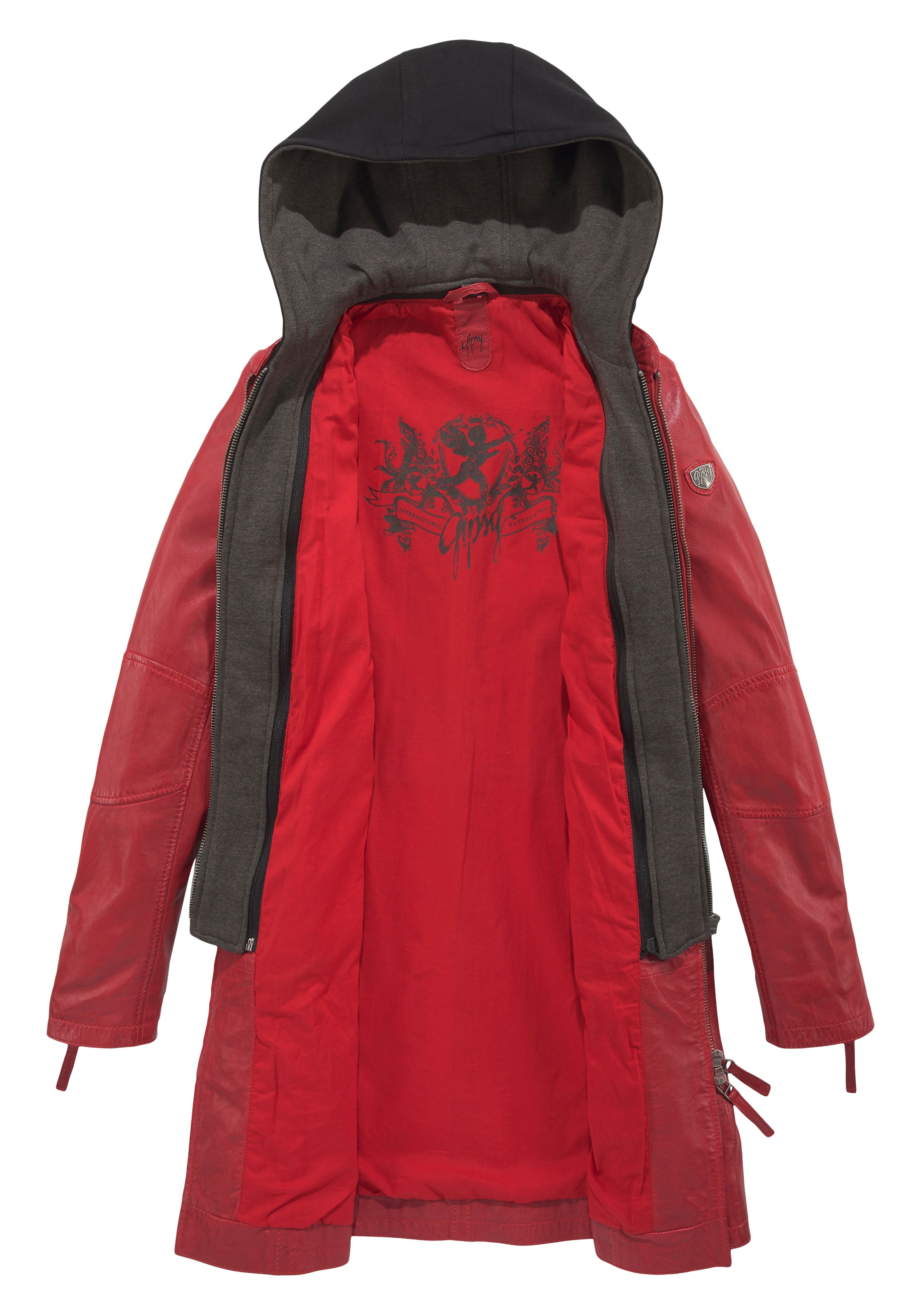 Mauritius Ledermantel »Bente«, 2-in-1-Lederjacke mit abnehmbarem Kapuzen-Inlay aus Jerseyqualität