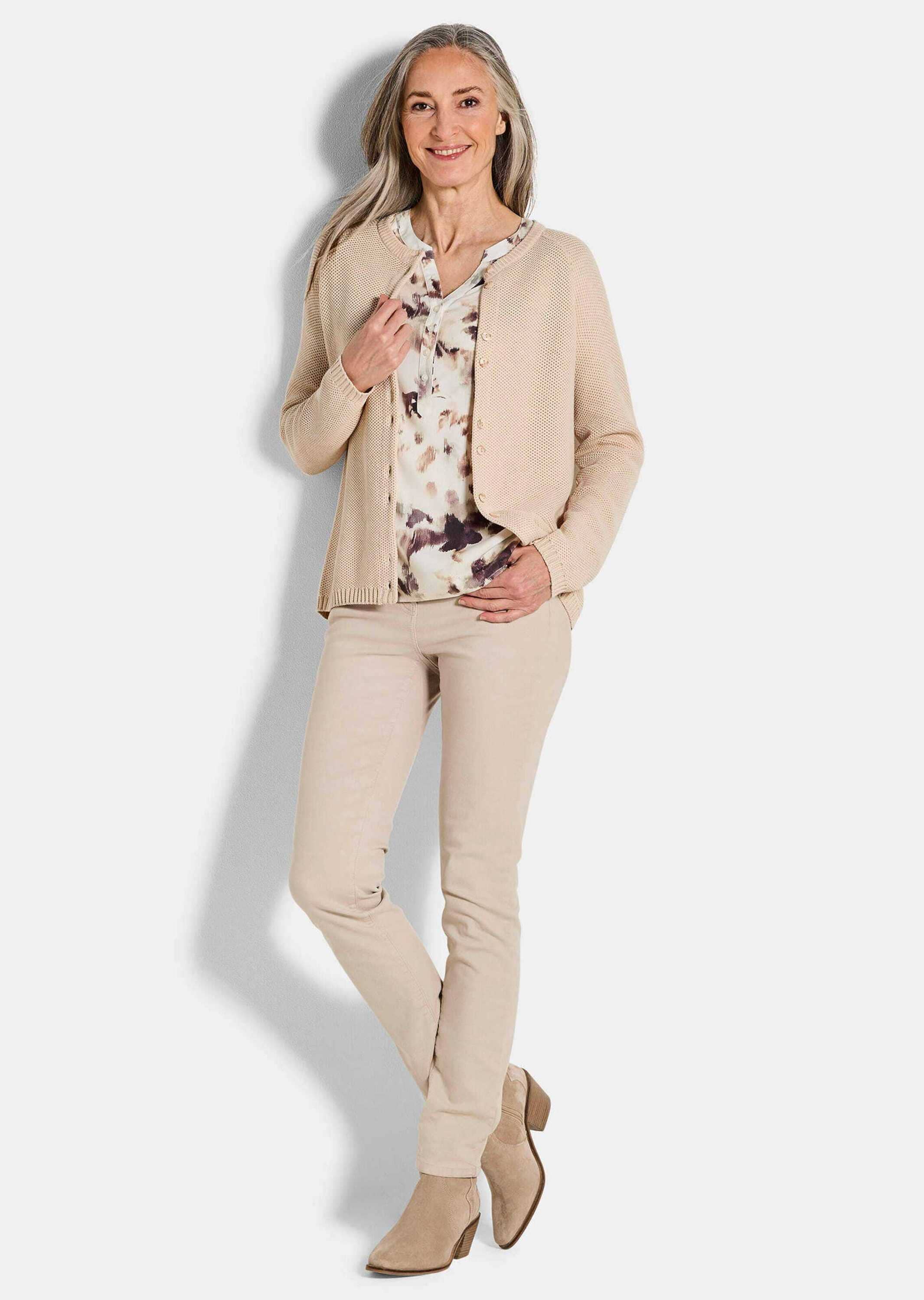 GOLDNER Strickjacke »Kurzgröße Strickjacke aus reiner Baumwolle«
