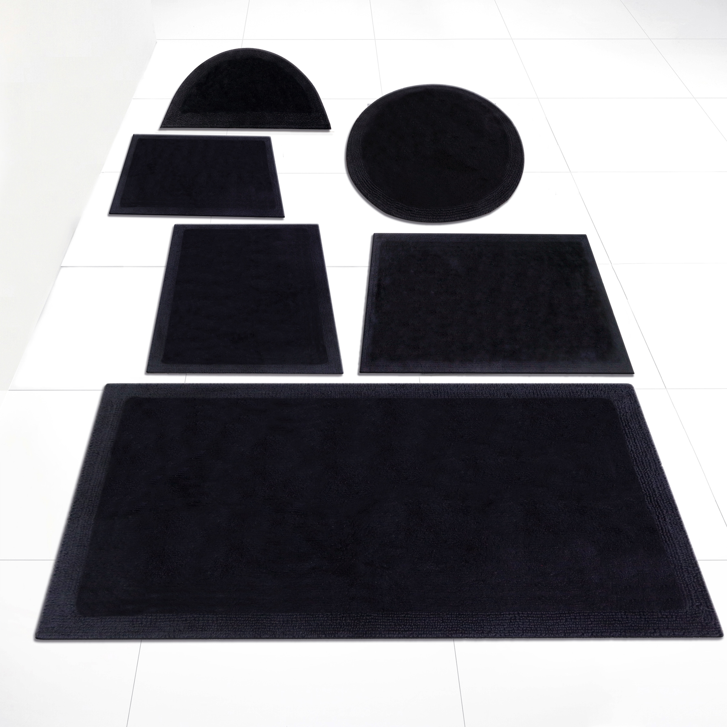 my home Badematte »Kapra, Badvorleger, Badezimmer Teppich« Höhe 14 mm beidseitig nutzbar | fußbodenheizungsgeeignet | strapazierfähig mit Bordüre, Badteppich, Badematte, Baumwolle