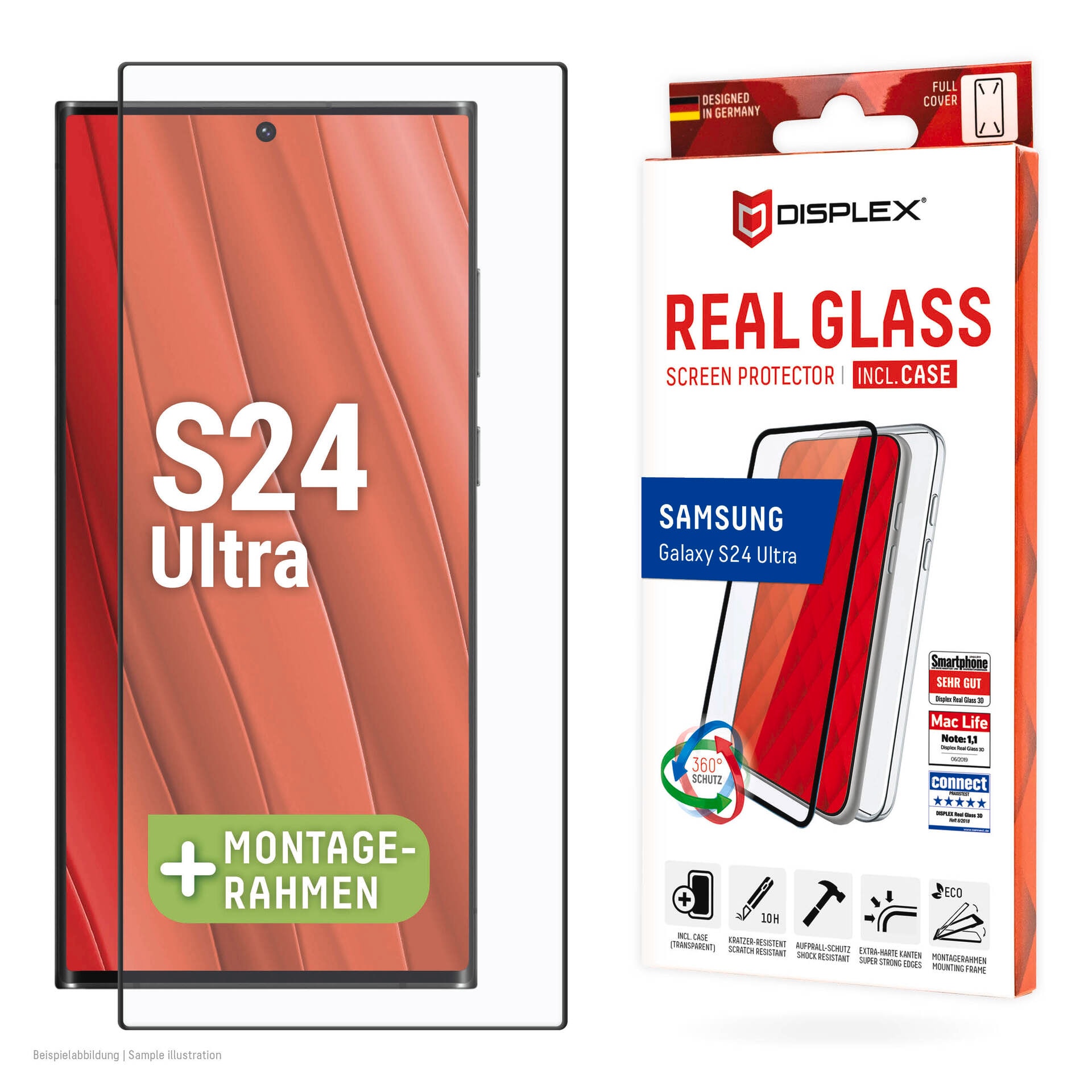 Displayschutzglas »Real Glass + Case«, für Samsung Galaxy S24 Ultra,...