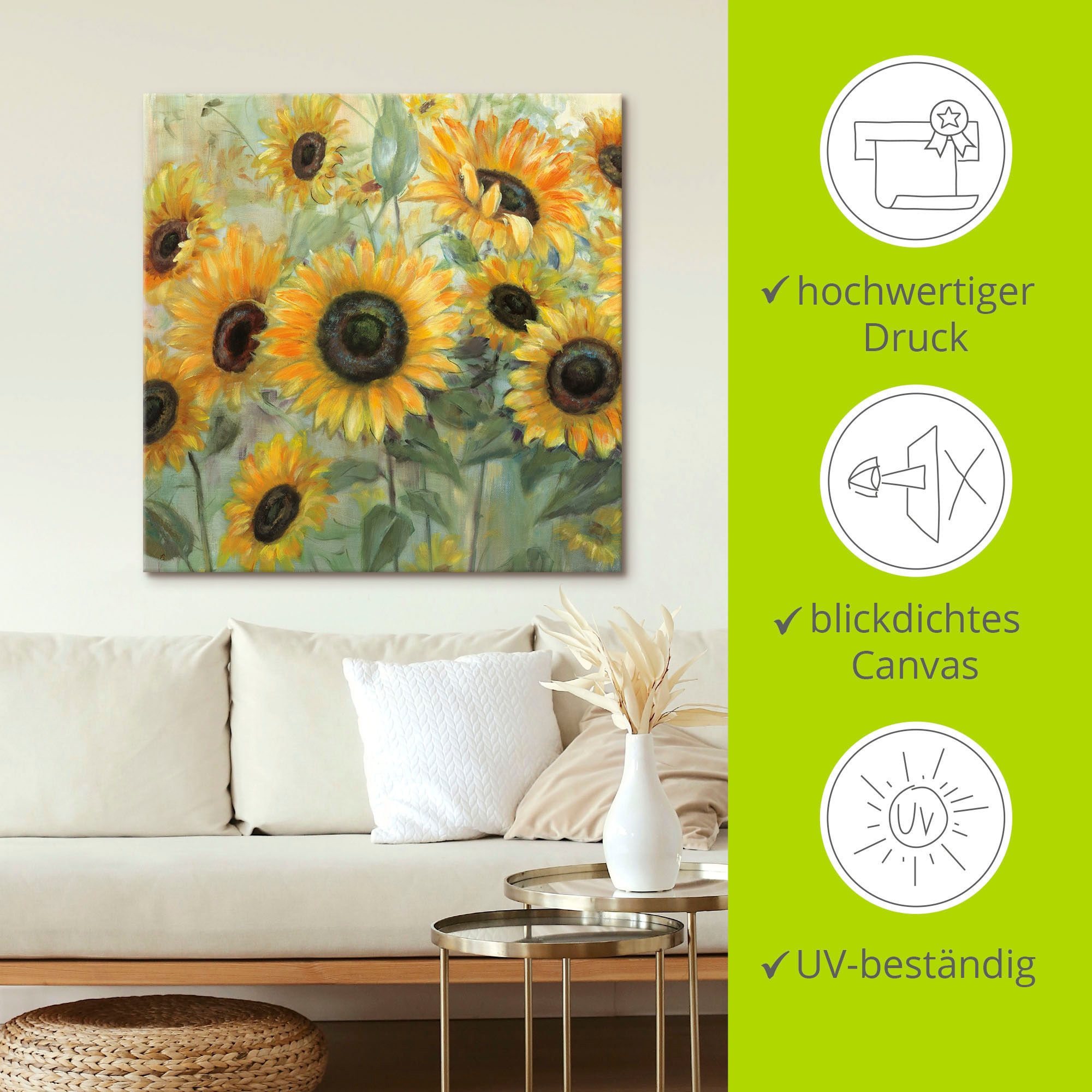 Artland Wandbild »Sonnenblumenwiese«, Blumen, (1 St.), als Leinwandbild, Wandaufkleber in verschied. Größen