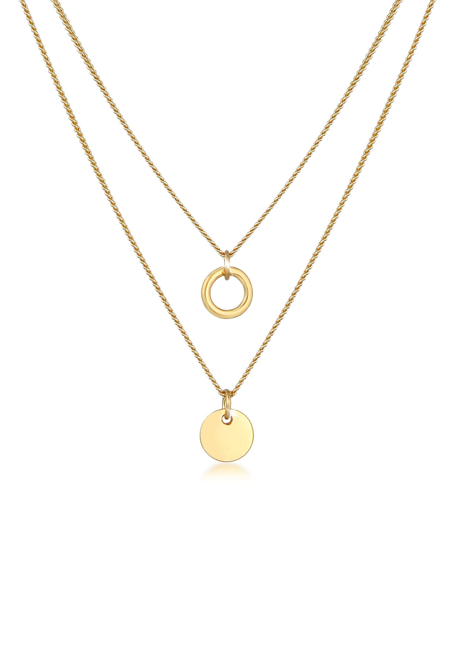 Elli Kette ohne Anhänger »Halskette Layering Kreise Plättchen Zweireihig 925 Silber«