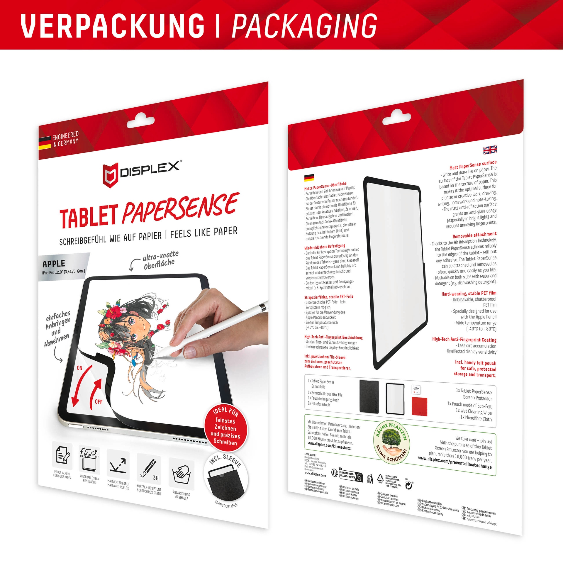 Displex Displayschutzfolie »Tablet PaperSense« für Apple iPad Pro 12,9 (3./4./5./6. Gen.) Schreiben wie auf Papier