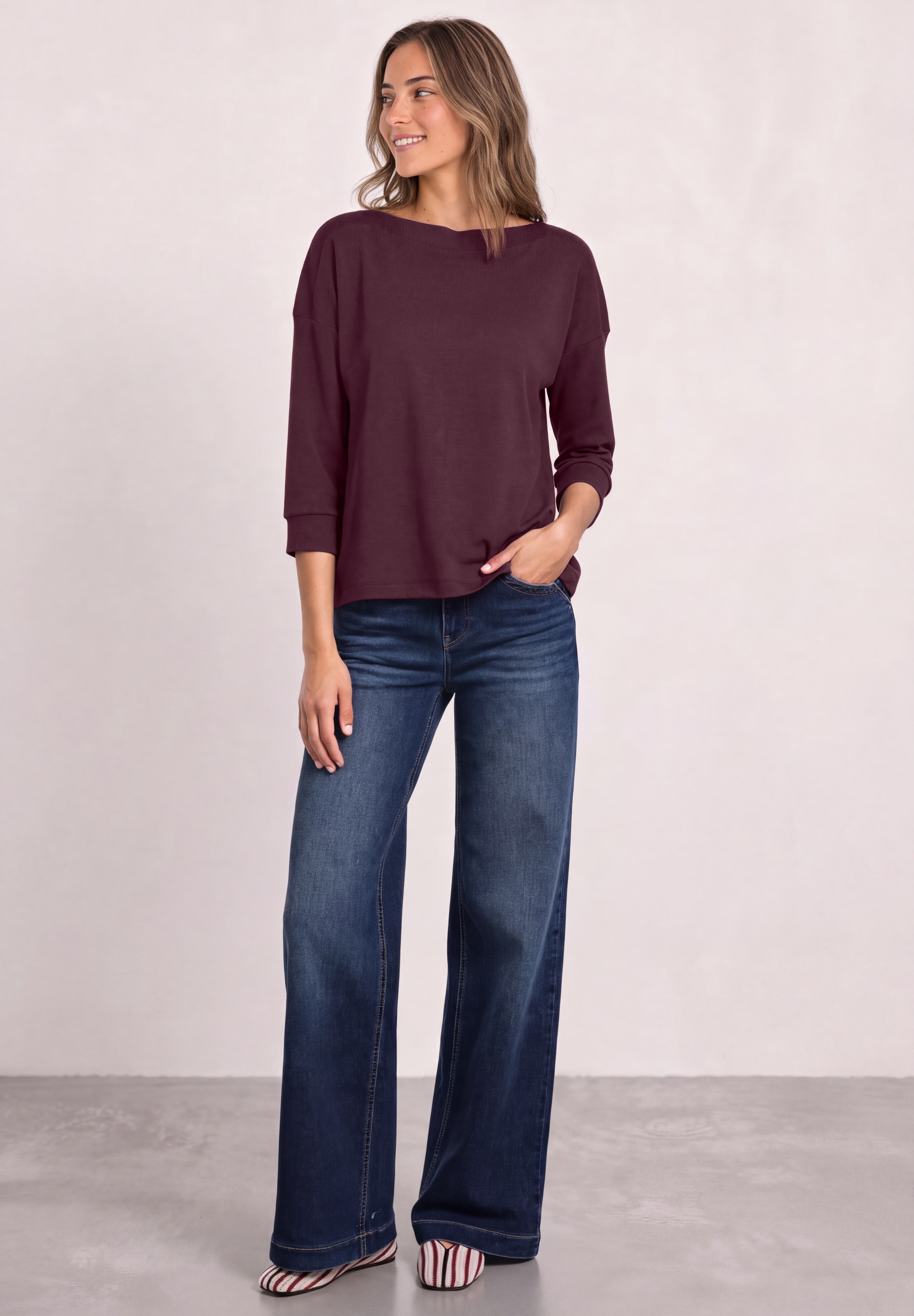 STREET ONE 3/4-Arm-Shirt mit Rippstrukturdetails