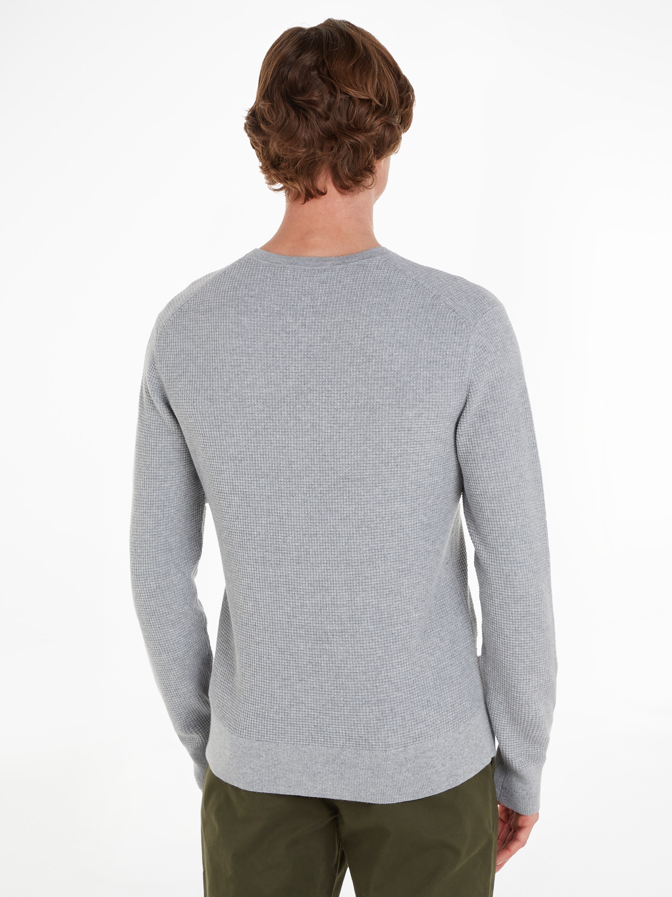 Calvin Klein Rundhalspullover »WAFFLE STRUCTURE SWEATER«, mit Markenlabel