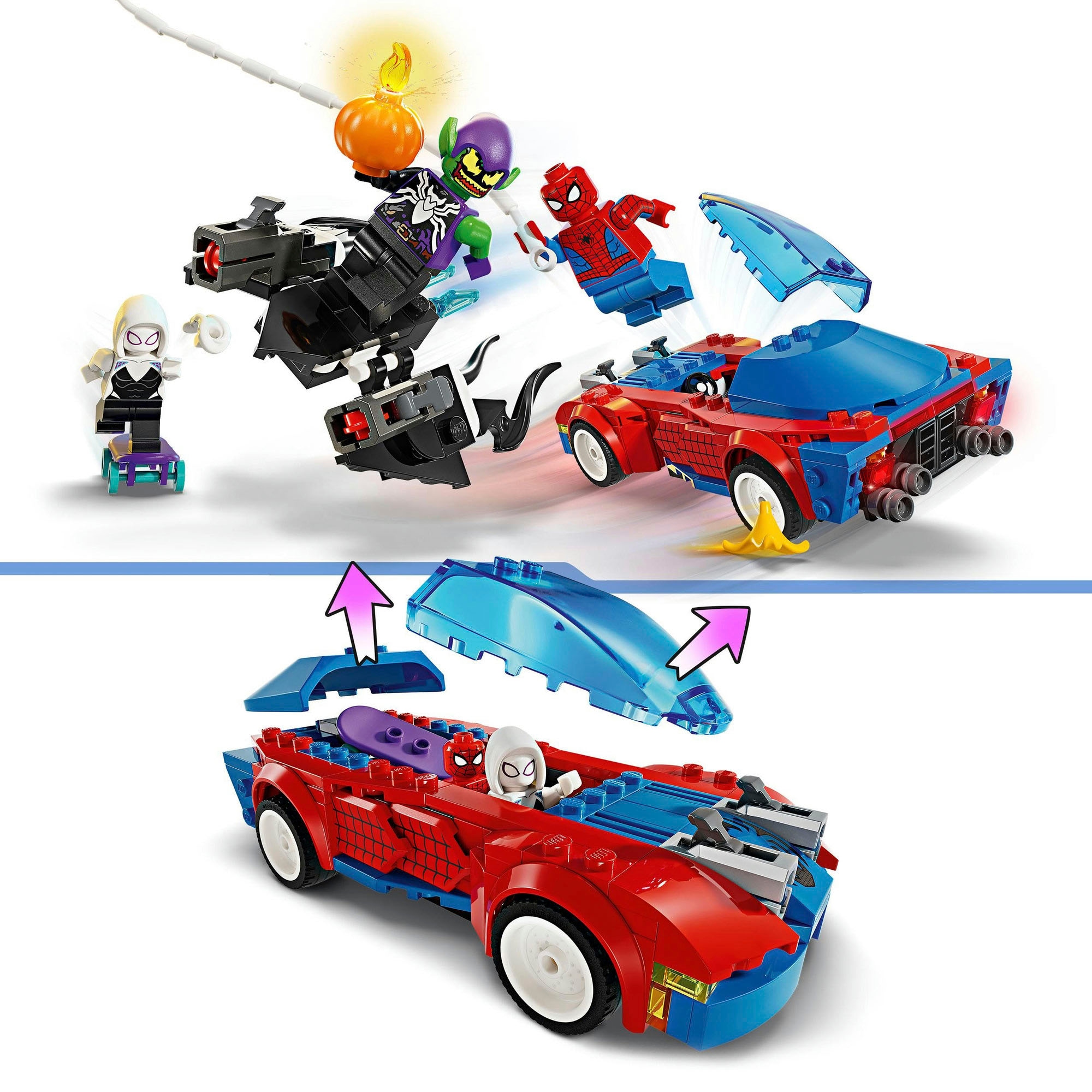 LEGO® Konstruktionsspielsteine »Spider-Mans Rennauto & Venom Green Goblin (76279), LEGO Super Heroes«, (227 St.), Made in Europe