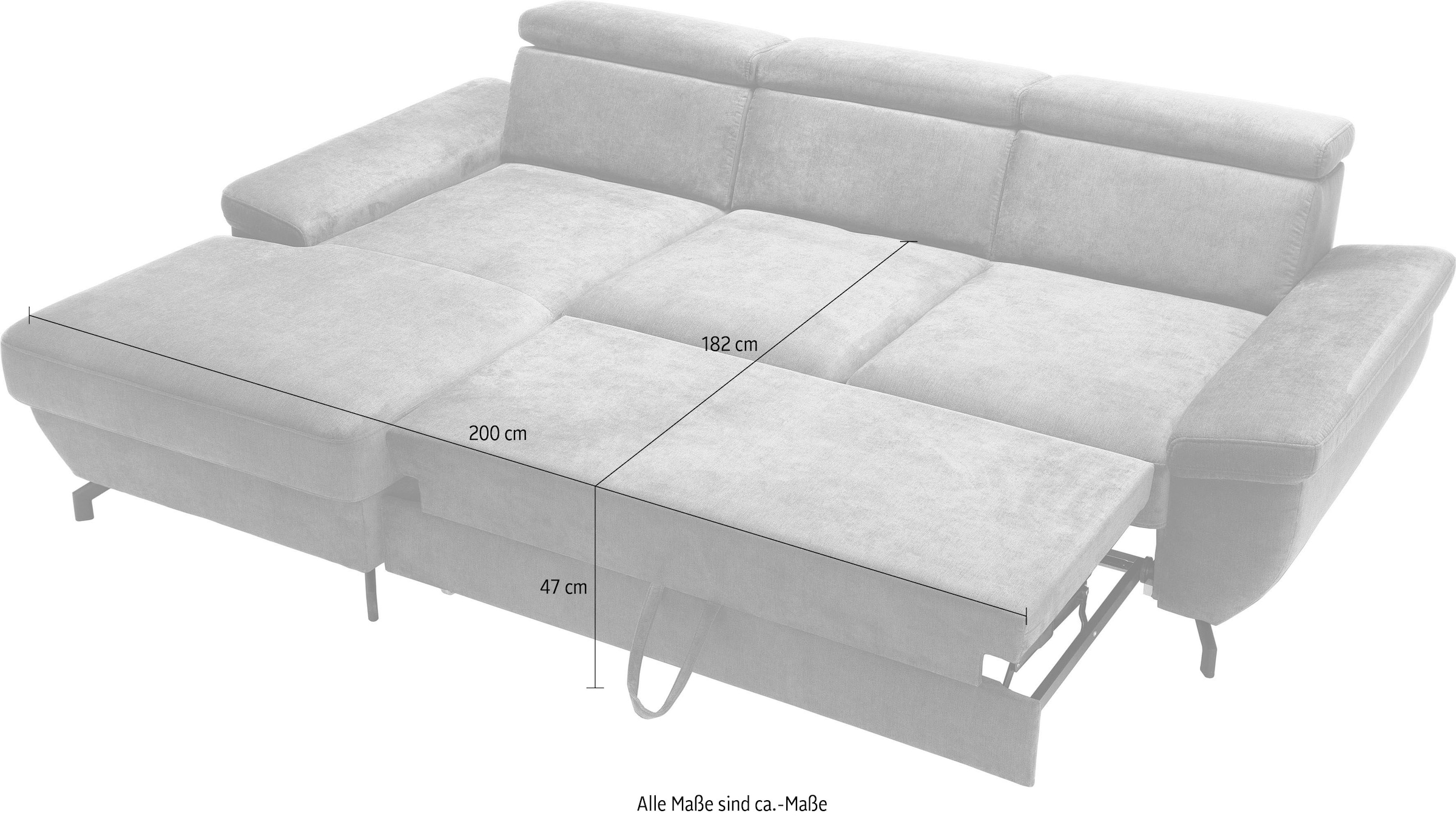 TRENDMANUFAKTUR Ecksofa »Rima, multifunktionales Sofa, L-Form,«, mit Bettfunktion, Bettkasten, Kopf- und Sitztiefenverstellung