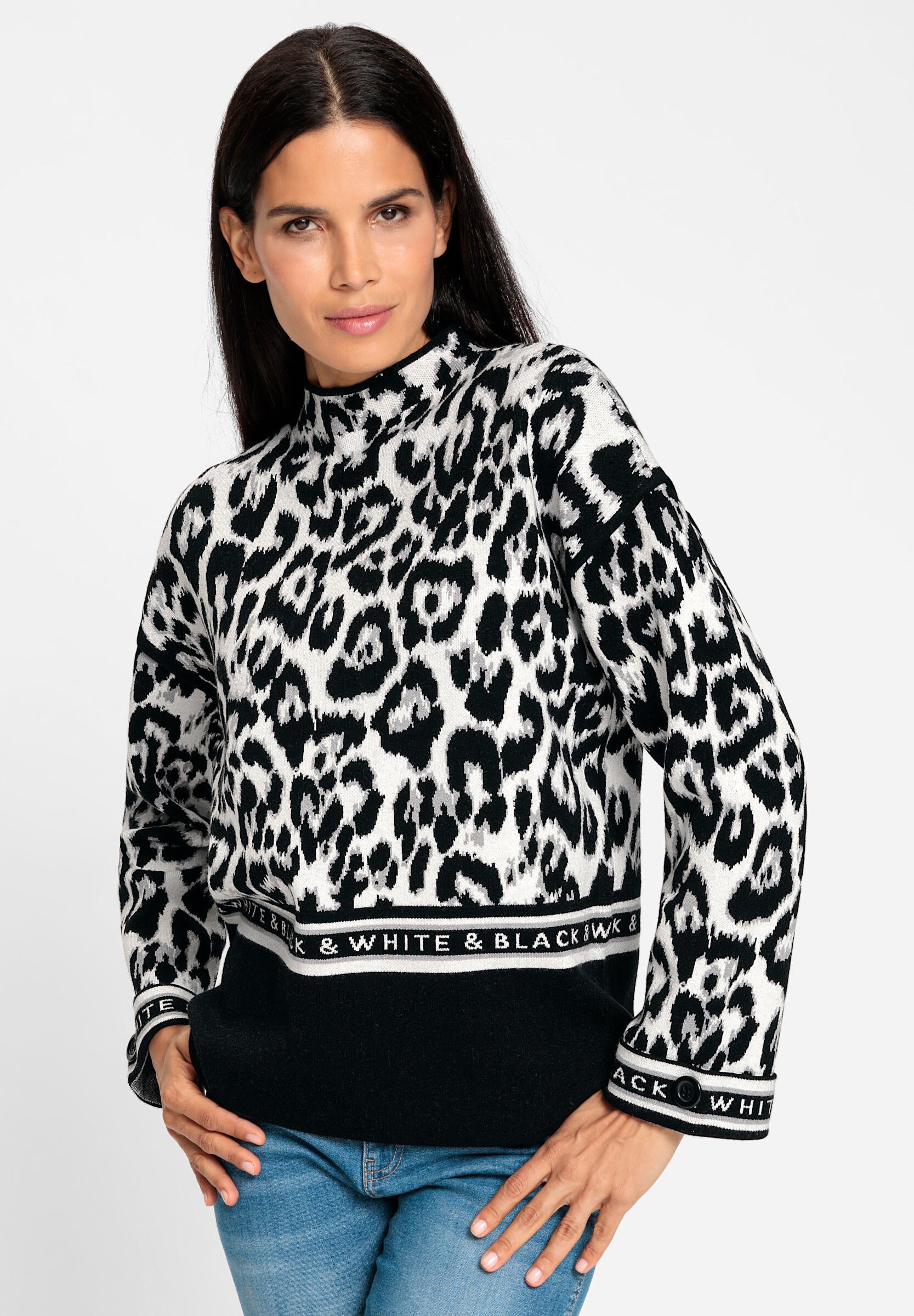heine Strickpullover »Pullover Jacquardpullover mit Schriftzug«