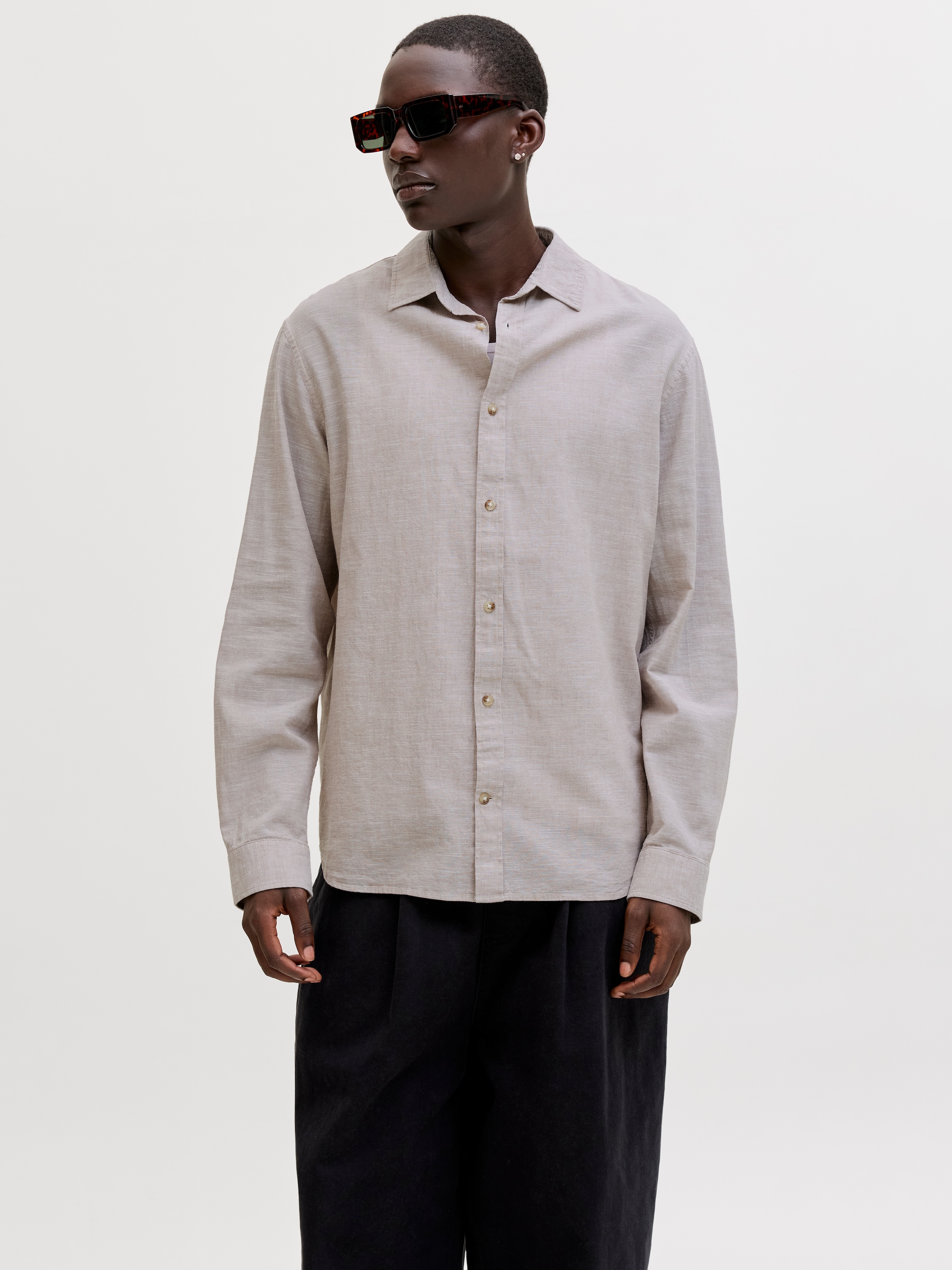 Jack & Jones Langarmhemd »JJESUMMER LINEN BLEND SHIRT L/S SN« Baumwollmischung, regular fit