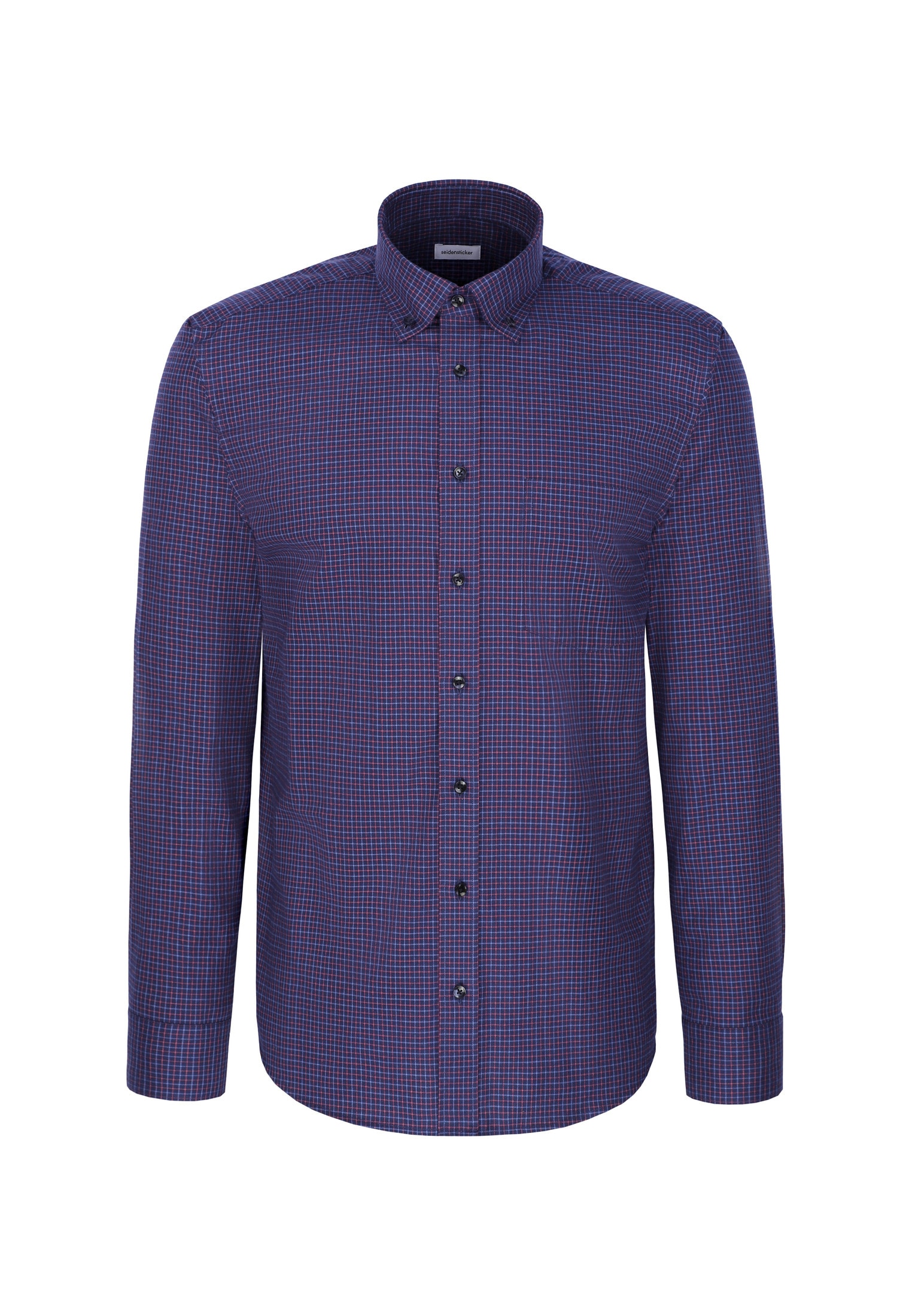 seidensticker Flanellhemd »Schwarze Rose« Comfort 1/1 Button-Down-Kragen Karo