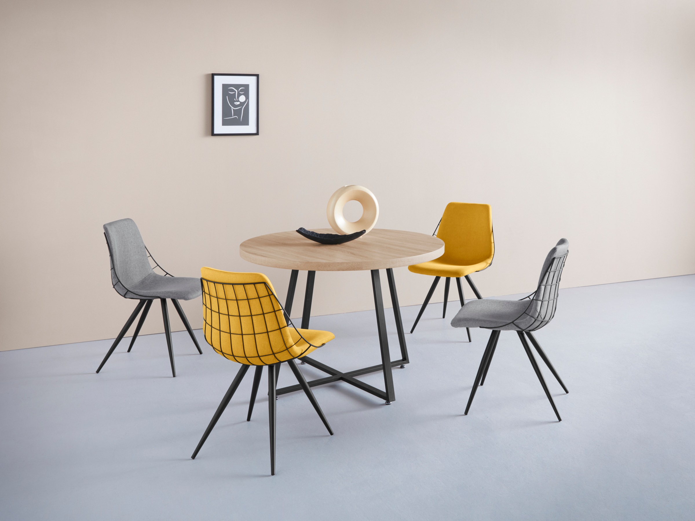 Home affaire Esstisch »Anja, TOPSELLER!«, (Esstisch, Küchentisch), Durchmesser 110 cm, Skandi Design, Metallgestell