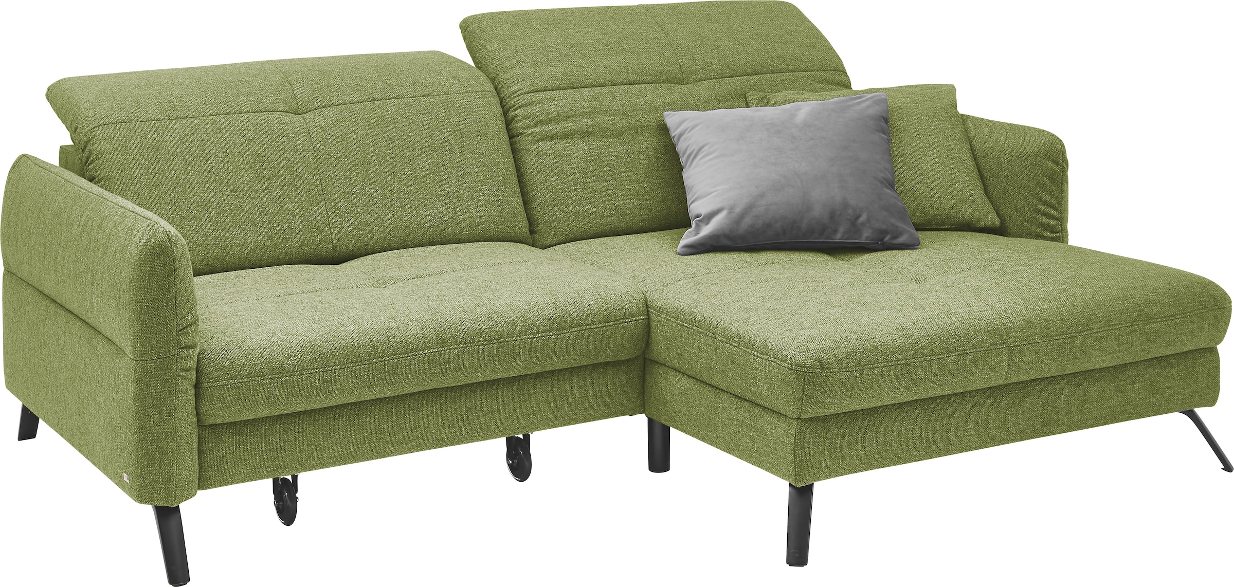 set one by Musterring Ecksofa »SO 4400 V« wahlweise mit motorischer Bettfunktion & Kopfverstellung, Fuß schwarz