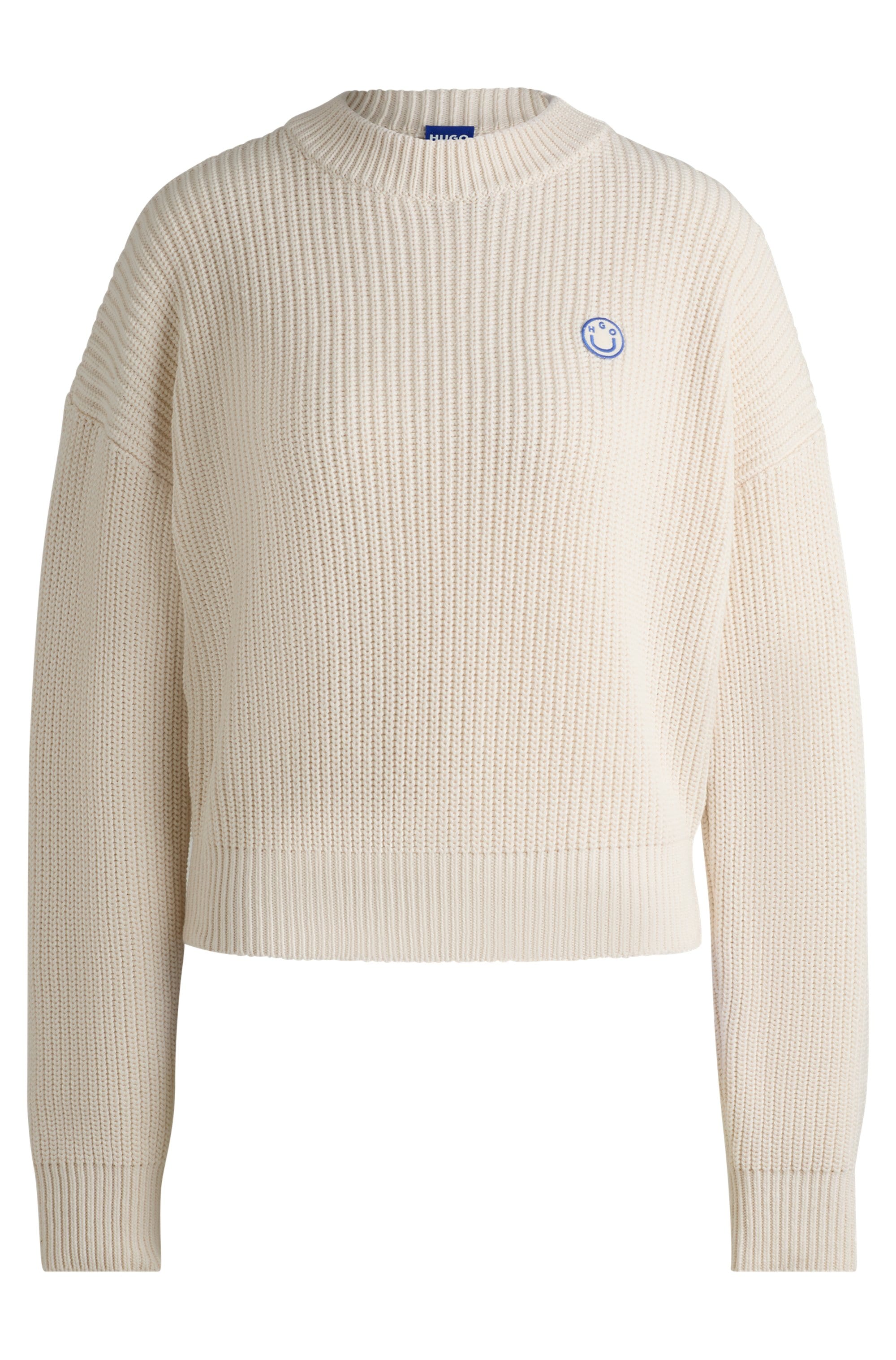 HUGO Blue Strickpullover »Slogery«, mit "Happy Hugo" Badge