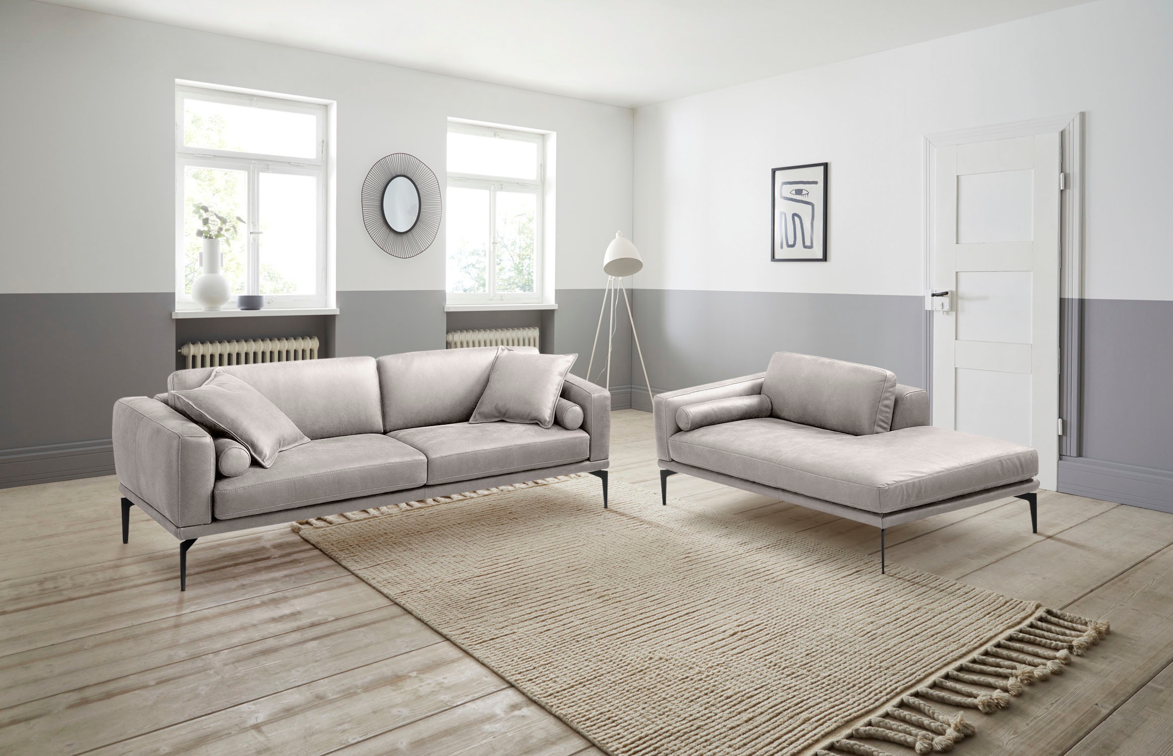 Egoitaliano Polstergarnitur »Masu, Design trifft sensationellen Sitzkomfort«, Höhe der Rückenkissen und Sitztiefe verstellbar, 3 Rollkissen