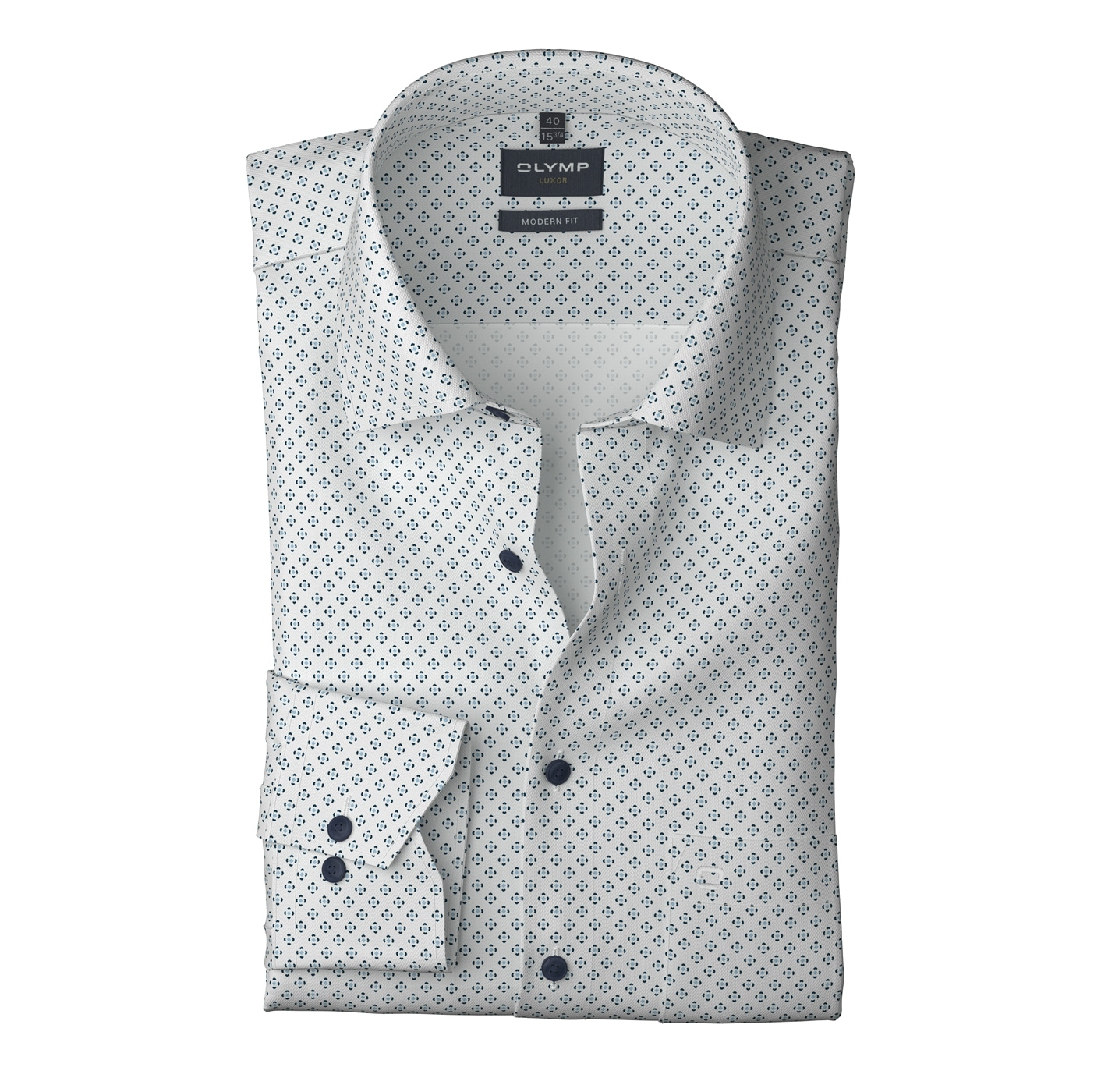 OLYMP Langarmhemd »Luxor«, modern fit, Businesshemd, gemustert, New-Kentkragen