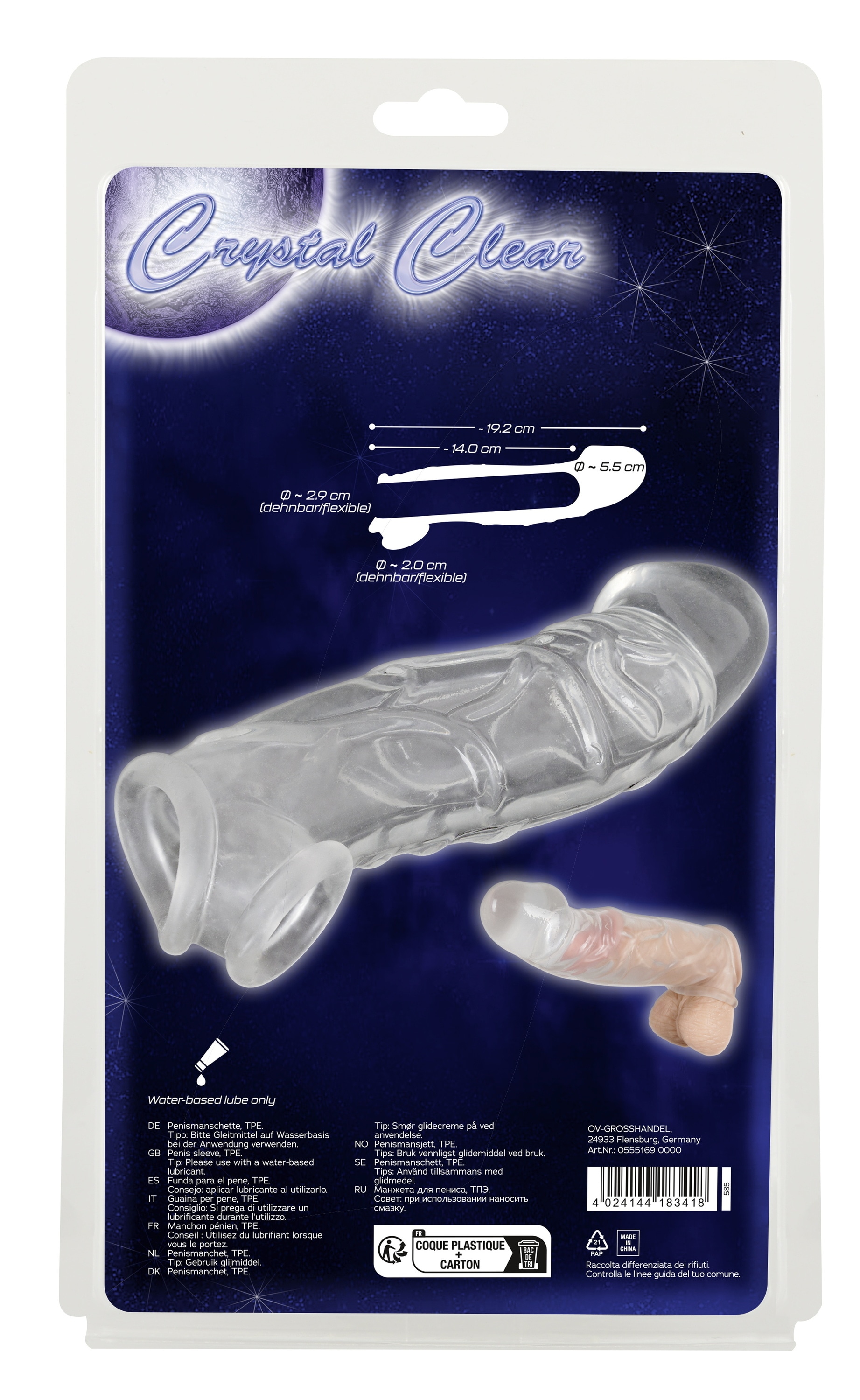 Crystal Clear Penishülle »Penissleeve Penis Sleeve with extension + ball ring«