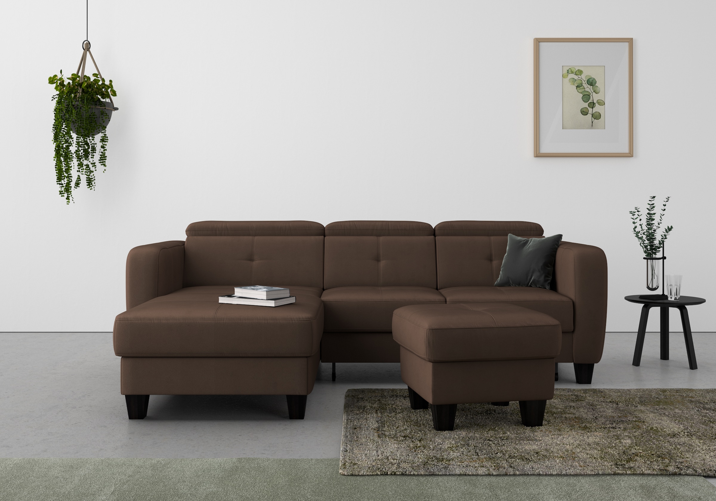 sit&more Ecksofa »Belluci L-Form«, inklusive Federkern, wahlweise mit Bettfunktion und Bettkasten